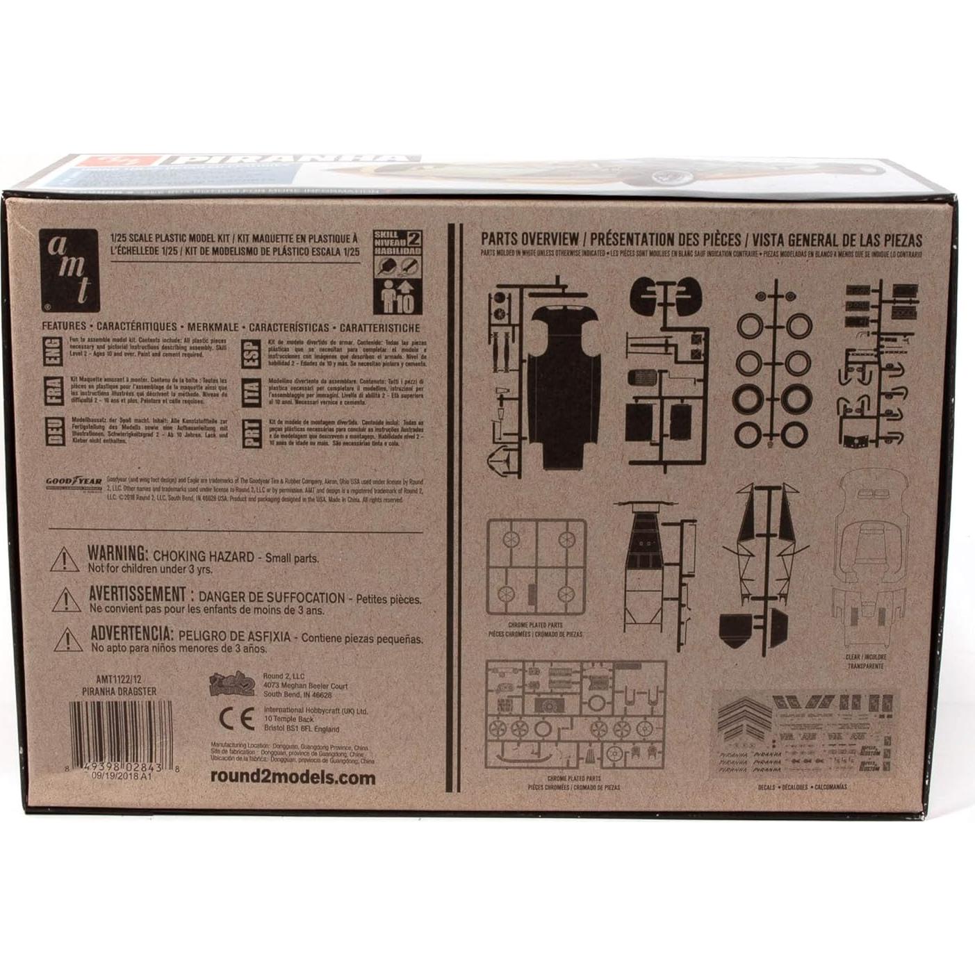 Kit de Modelo a Escala 1:25 AMT Piranha Dragster - Plástico Blanco