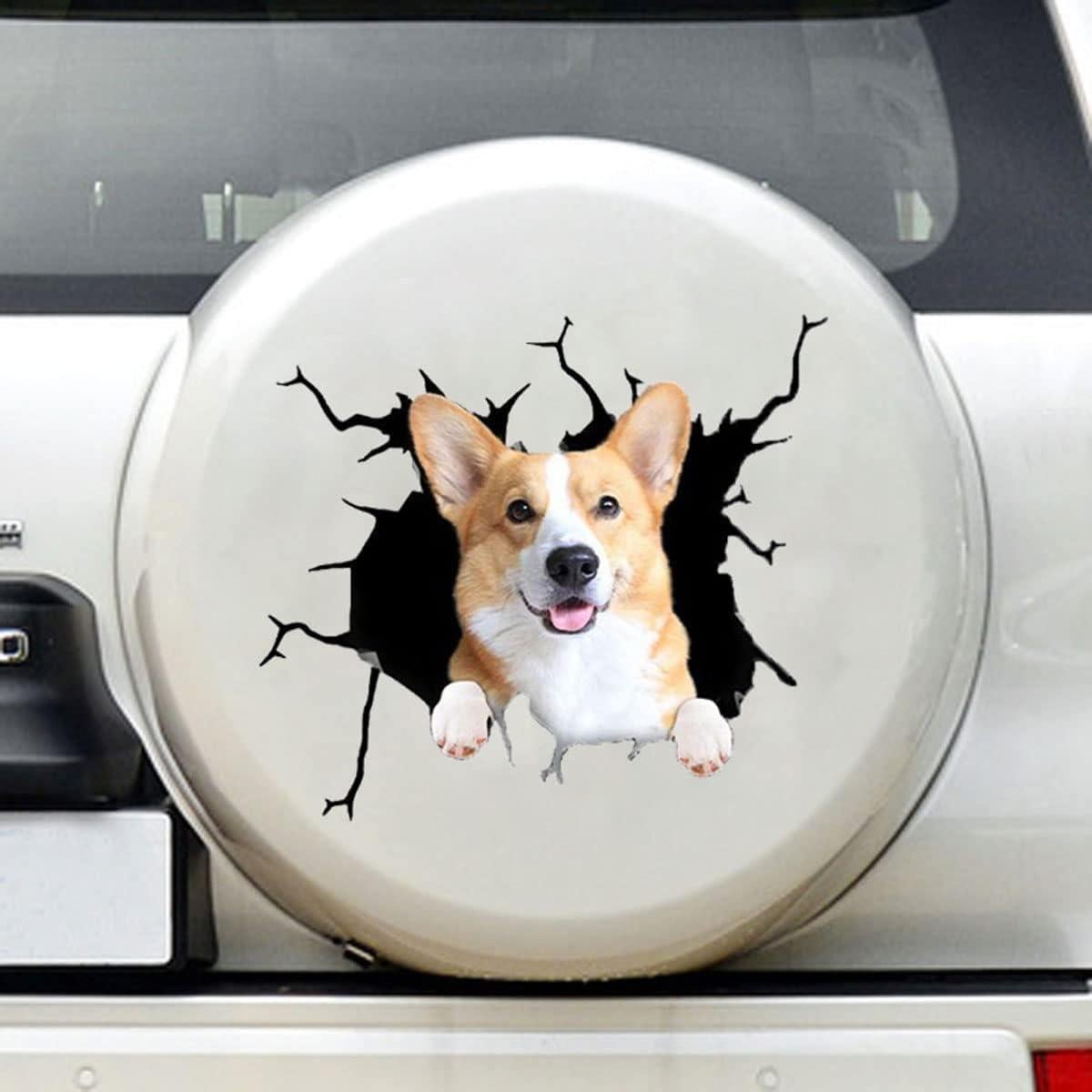 Pegatina 3D de Corgi Zpahq 30x30cm Impermeable para Auto