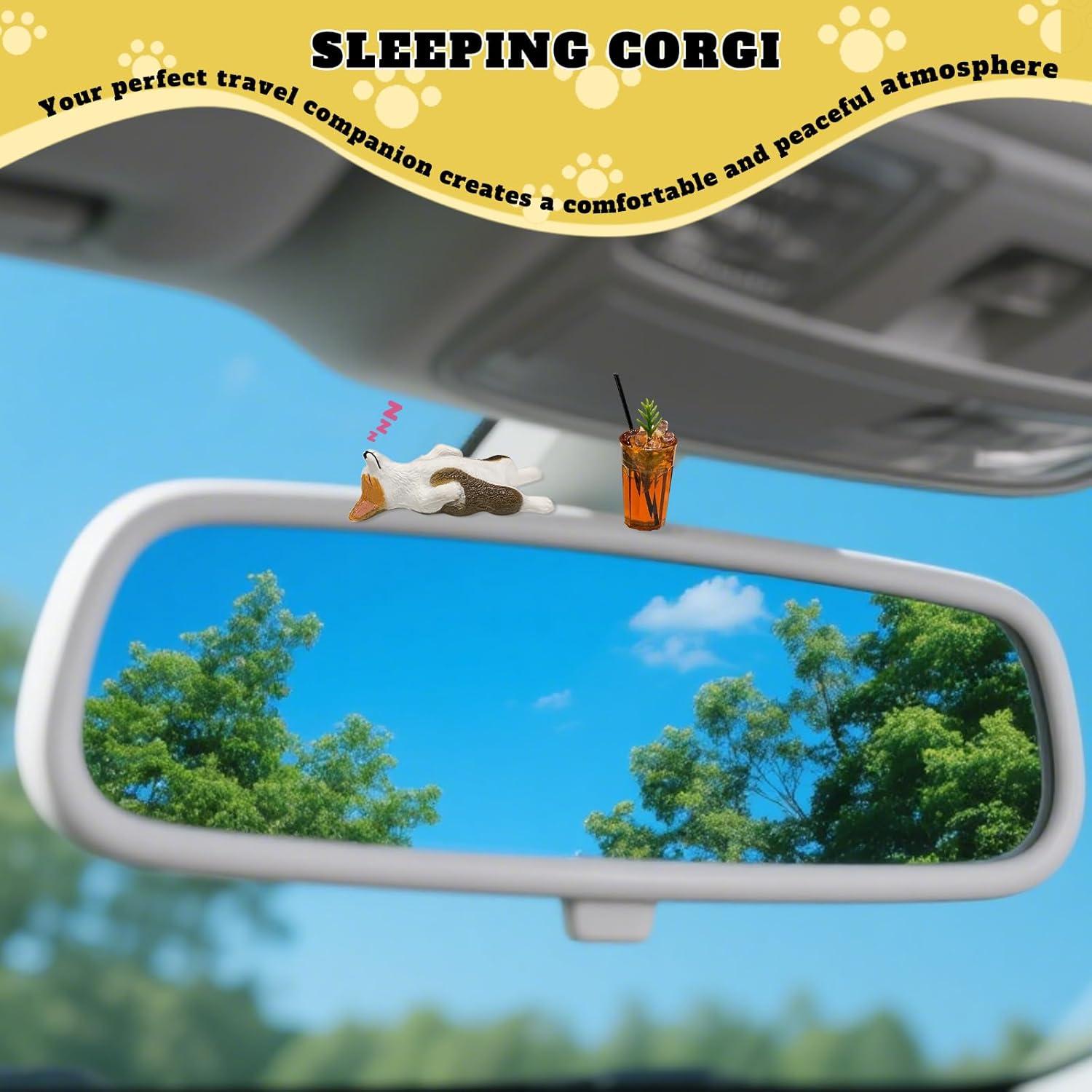 Adorno de Espejo Retrovisor Corgi Durmiendo Zmoso