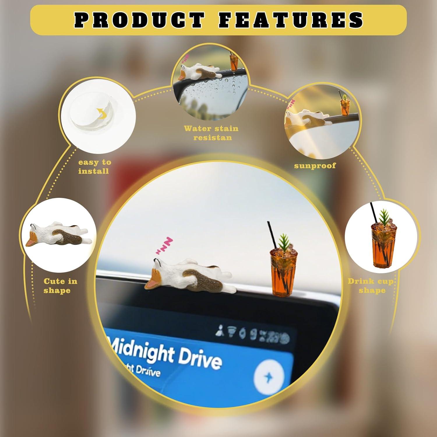 Adorno de Espejo Retrovisor Corgi Durmiendo Zmoso