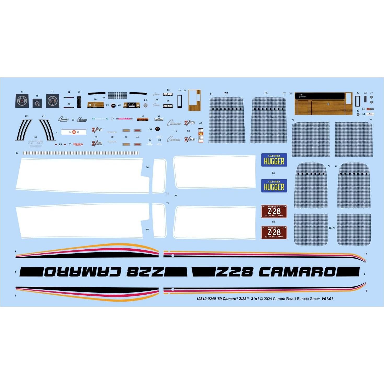 Revell 12812 Kit Modelo 1969 Chevy Camaro Z28 1:12 175 Piezas