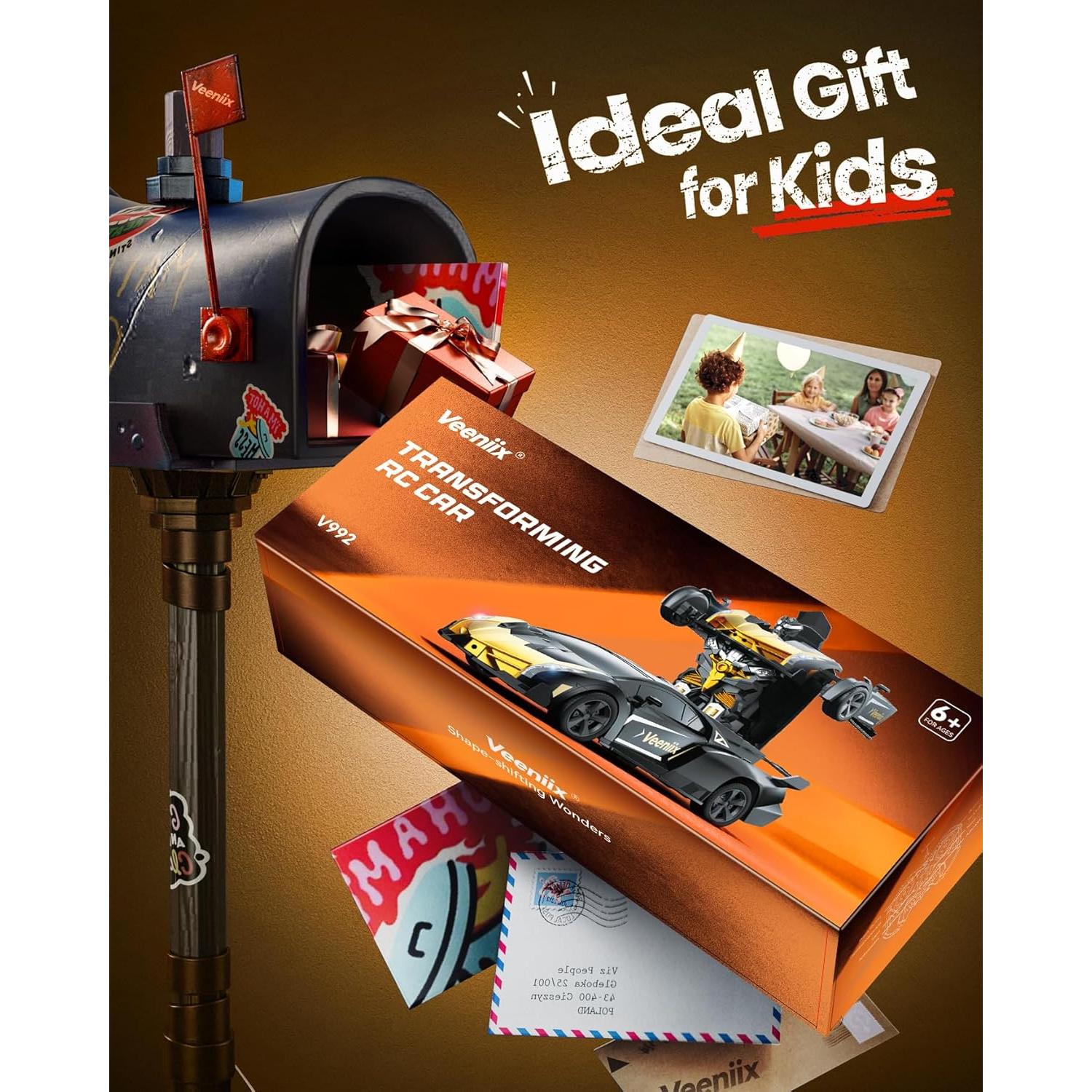 Coche RC Transformable Veeniix V992 Robot 2-en-1 Dorado