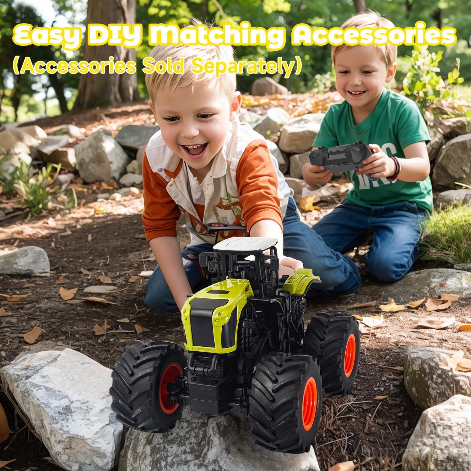 Tractor a Control Remoto Gohero 1:16 Verde con Luz y Sonido