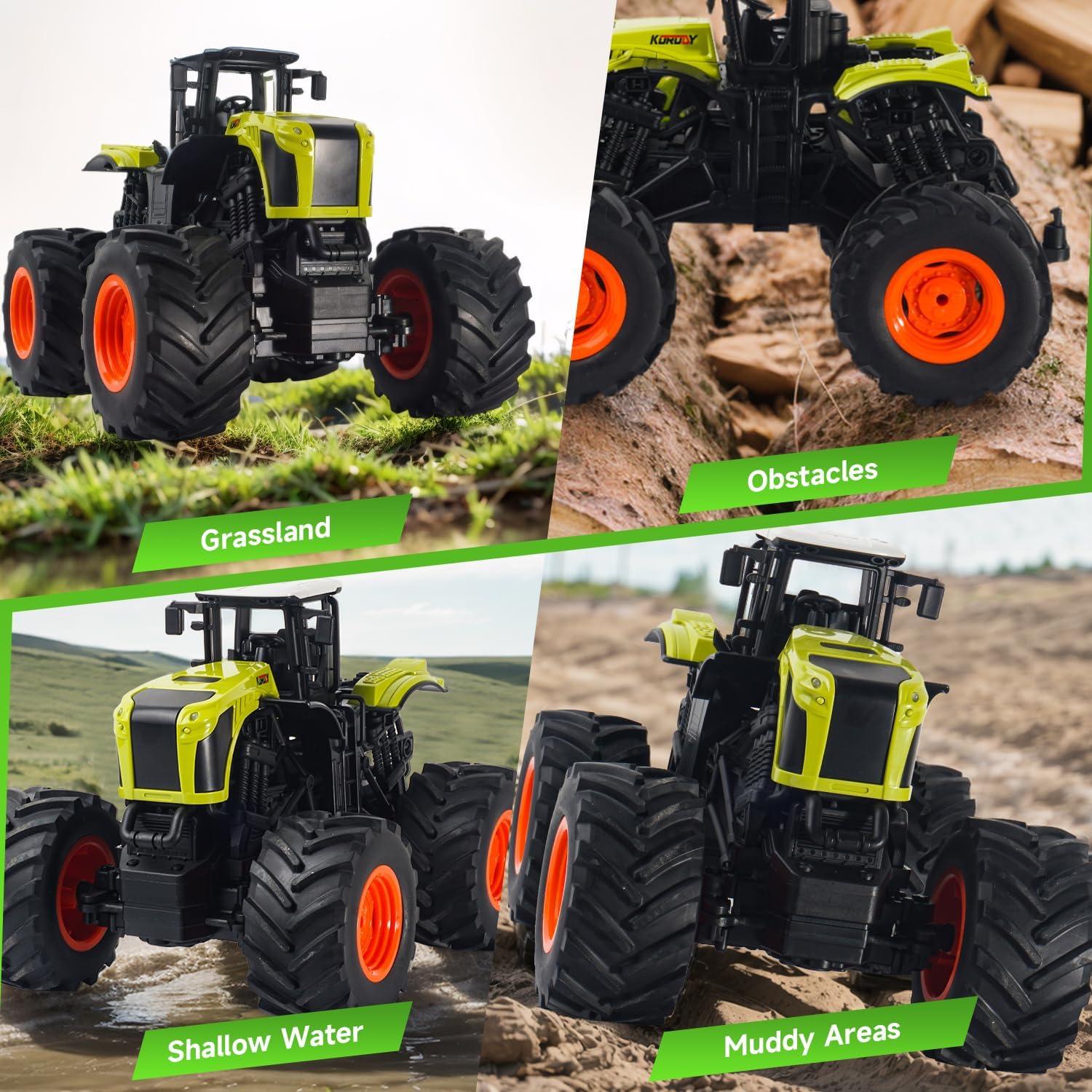 Tractor a Control Remoto Gohero 1:16 Verde con Luz y Sonido