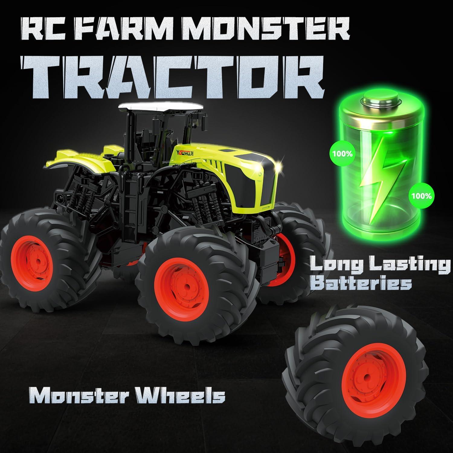 Tractor a Control Remoto Gohero 1:16 Verde con Luz y Sonido