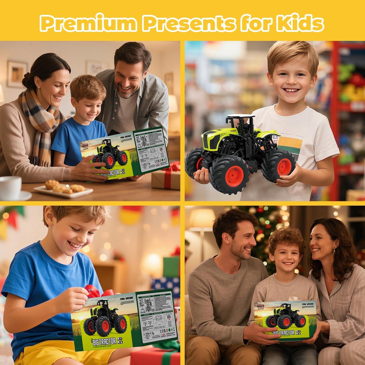 Tractor a Control Remoto Gohero 1:16 Verde con Luz y Sonido