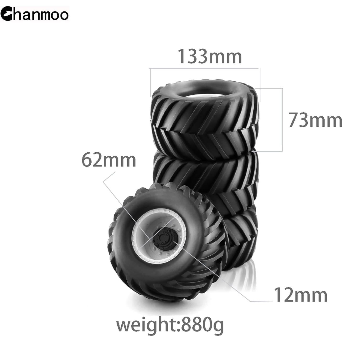 Neumáticos RC 1/10 Chanmoo para Camión Monstruo 4 Pcs