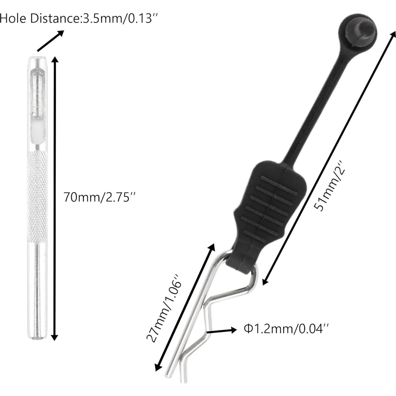 30 Clips de Carrocería RC 1.2mm GDOOL + Perforador