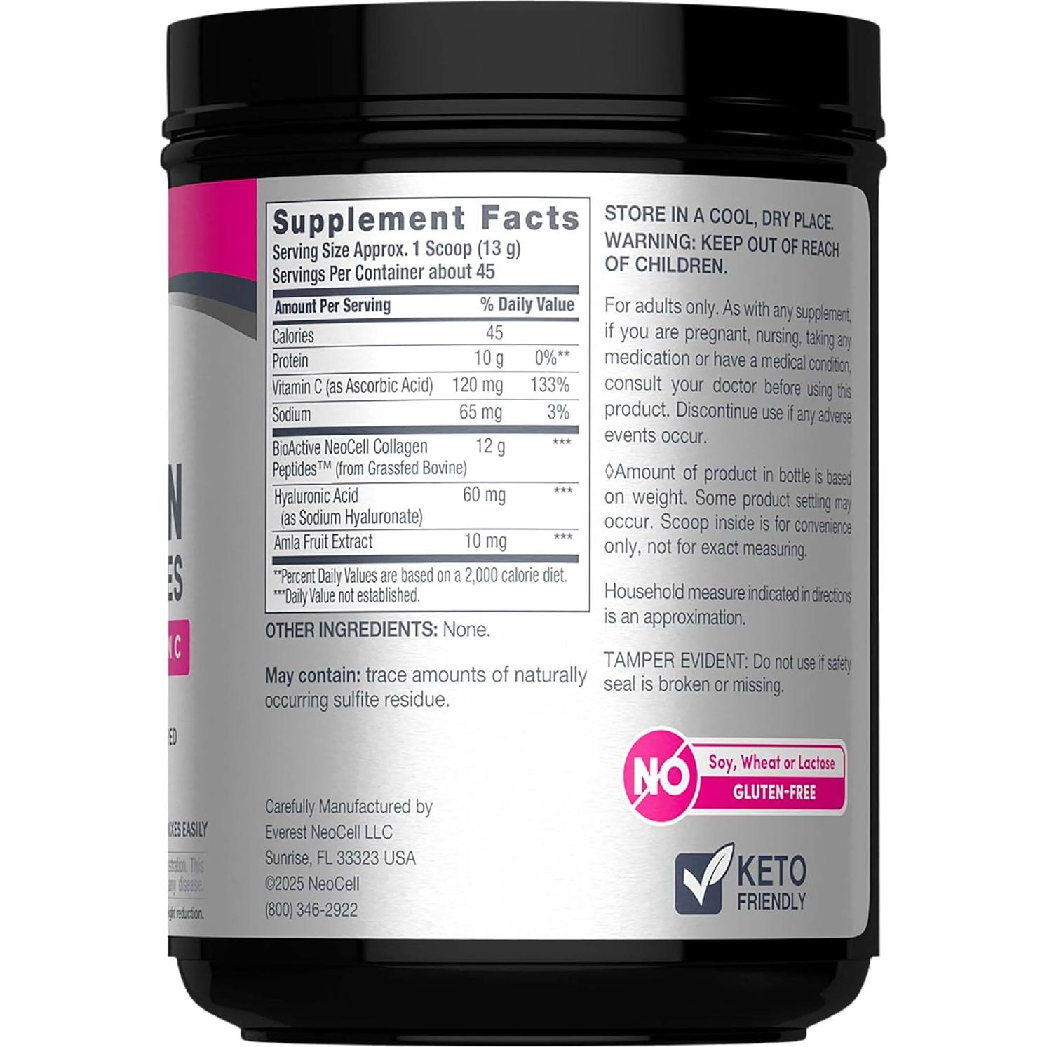 NeoCell Super Colágeno en Polvo 584g con Vitamina C y Ácido Hialurónico