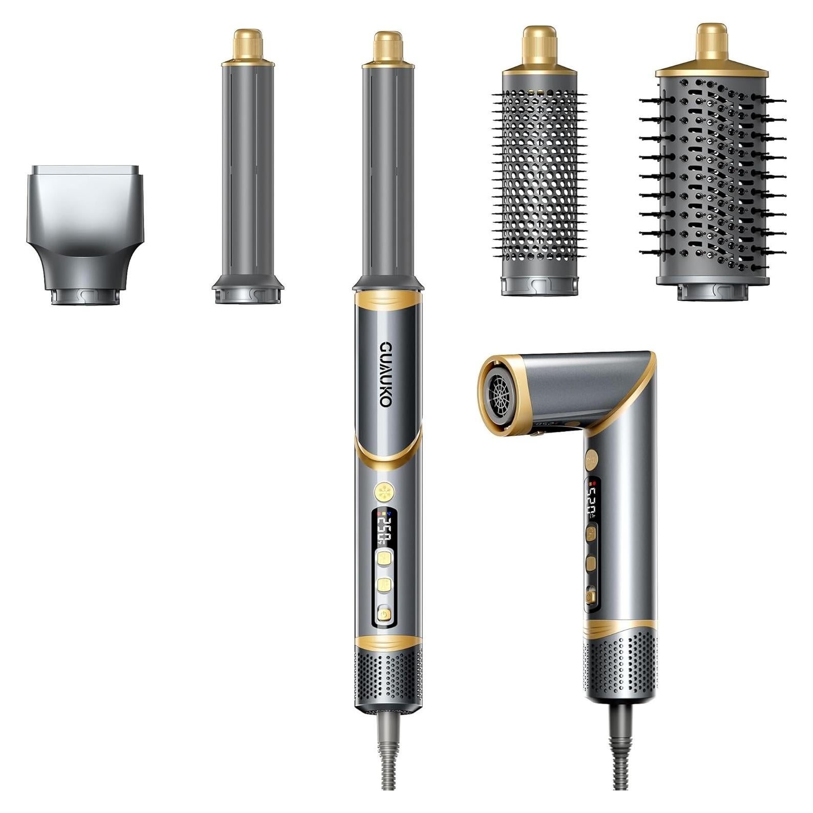 Cepillo Secador de Cabello GUAUKO 5 en 1, 110,000 RPM, Gris