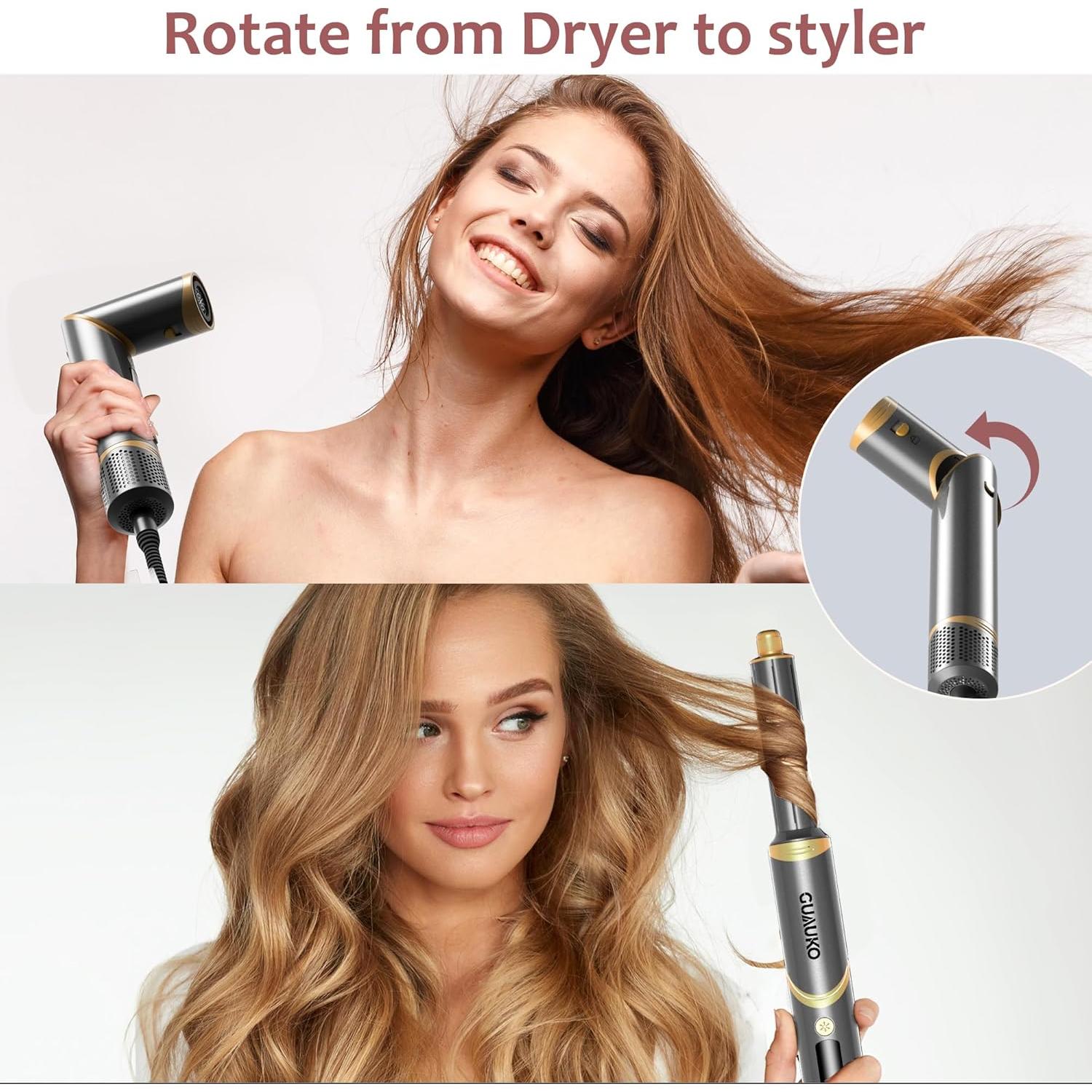 Cepillo Secador de Cabello GUAUKO 5 en 1, 110,000 RPM, Gris