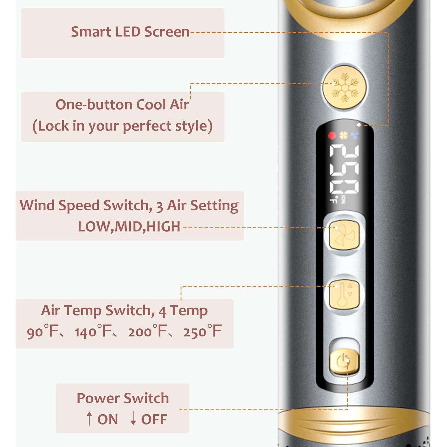 Cepillo Secador de Cabello GUAUKO 5 en 1, 110,000 RPM, Gris