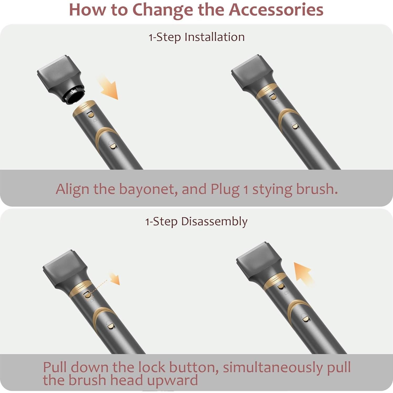 Cepillo Secador de Cabello GUAUKO 5 en 1, 110,000 RPM, Gris