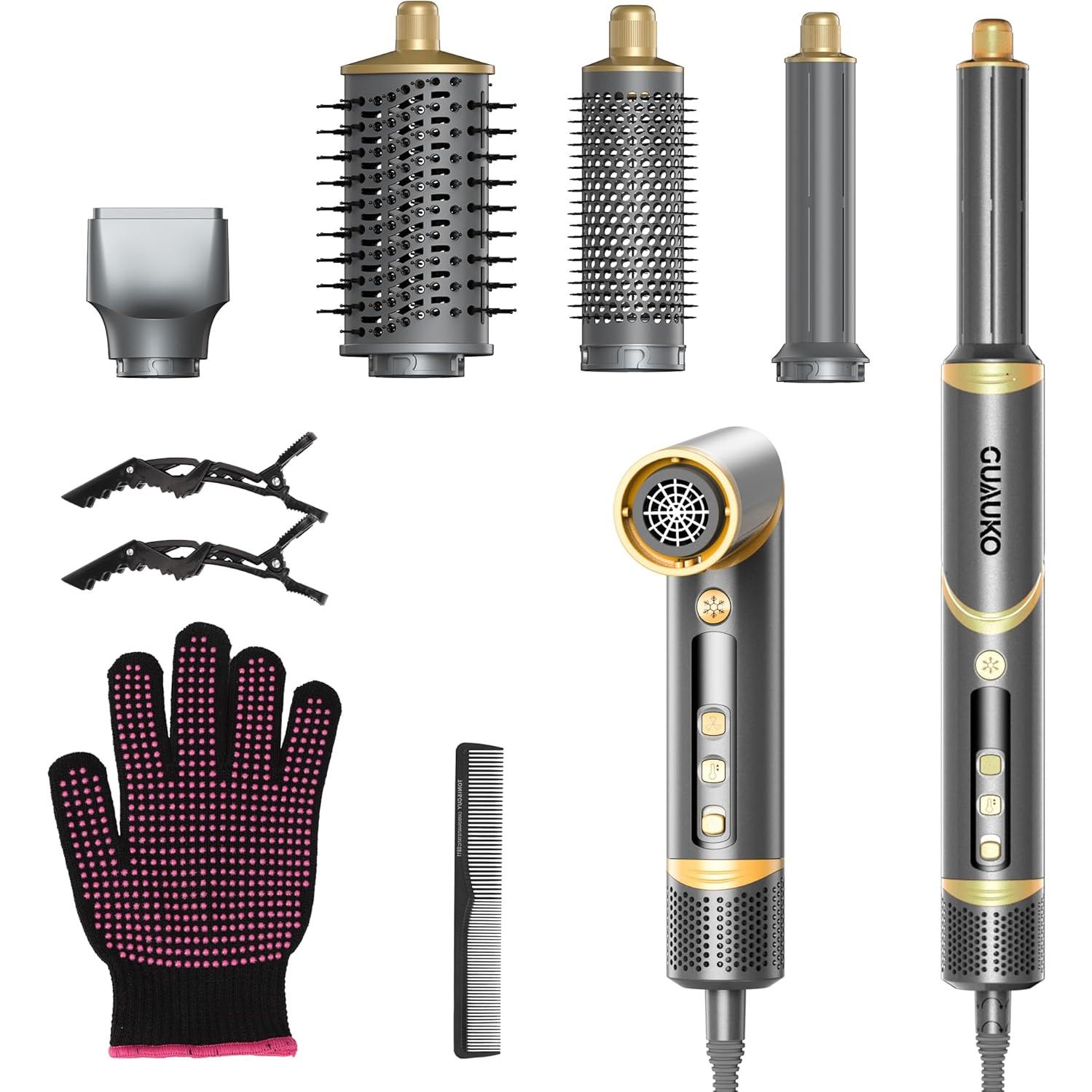 Cepillo Secador de Cabello GUAUKO 5 en 1, 110,000 RPM, Gris