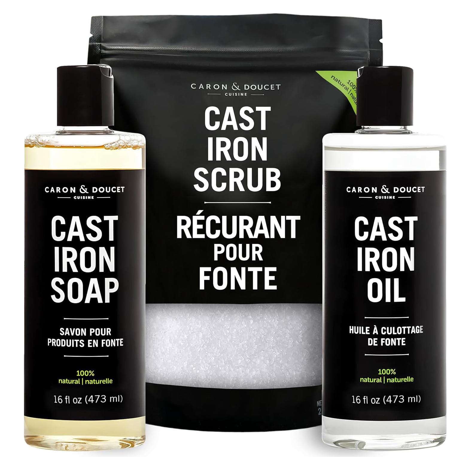 Juego de Limpieza y Sazonado Hierro Fundido Caron & Doucet