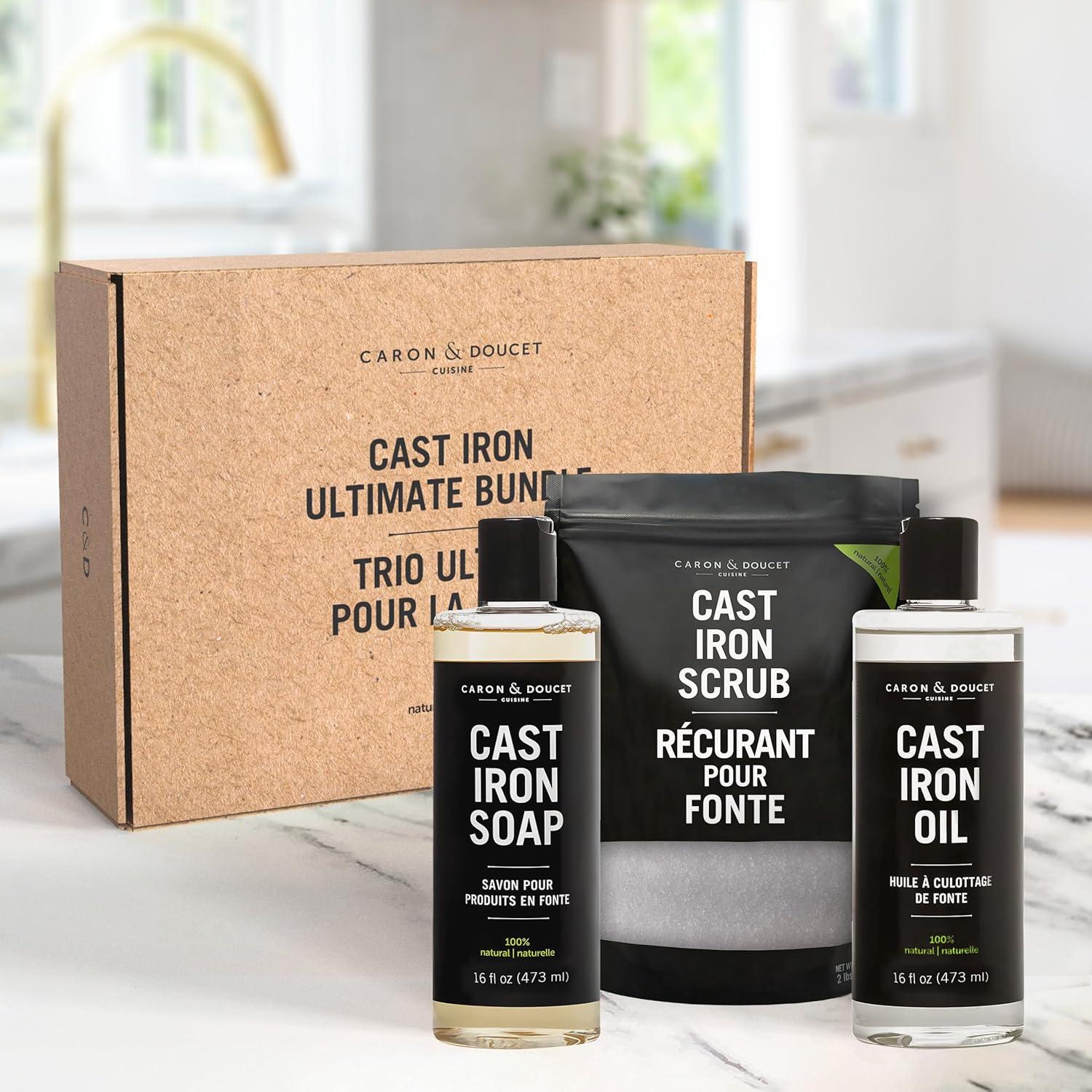 Juego de Limpieza y Sazonado Hierro Fundido Caron & Doucet