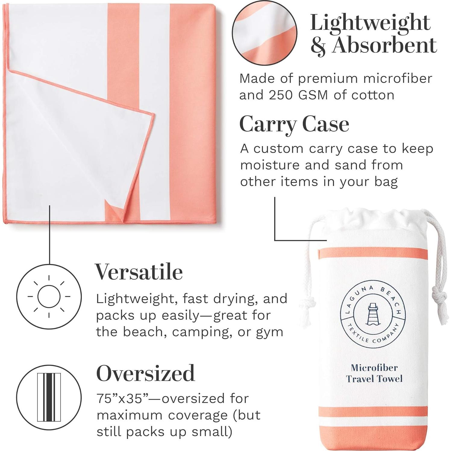 Toalla de Playa Microfibra Coral Laguna Beach 90x190 cm