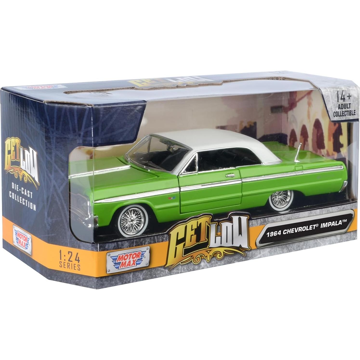 Modelo Diecast 1964 Chevrolet Impala Motormax Verde 1:24