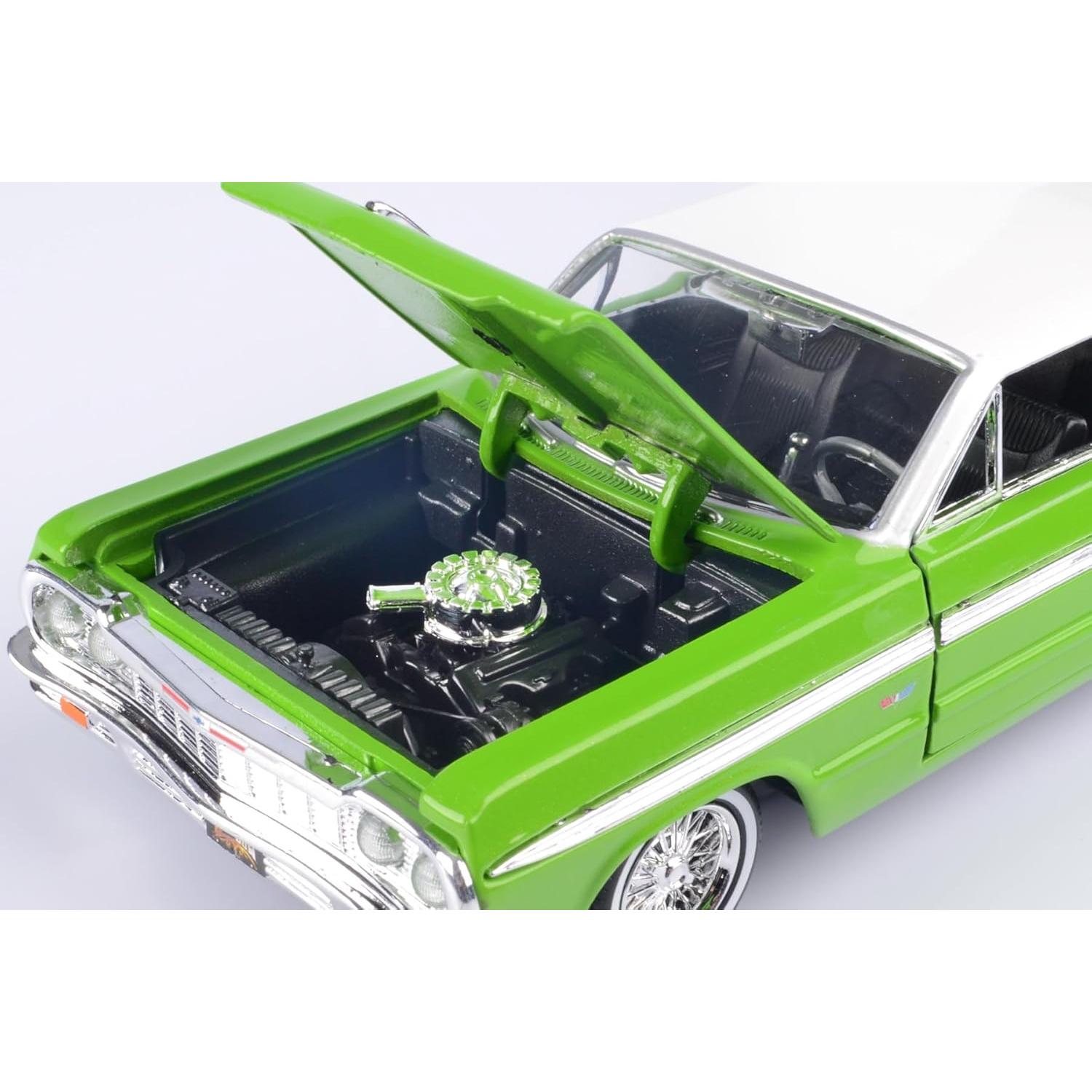 Modelo Diecast 1964 Chevrolet Impala Motormax Verde 1:24