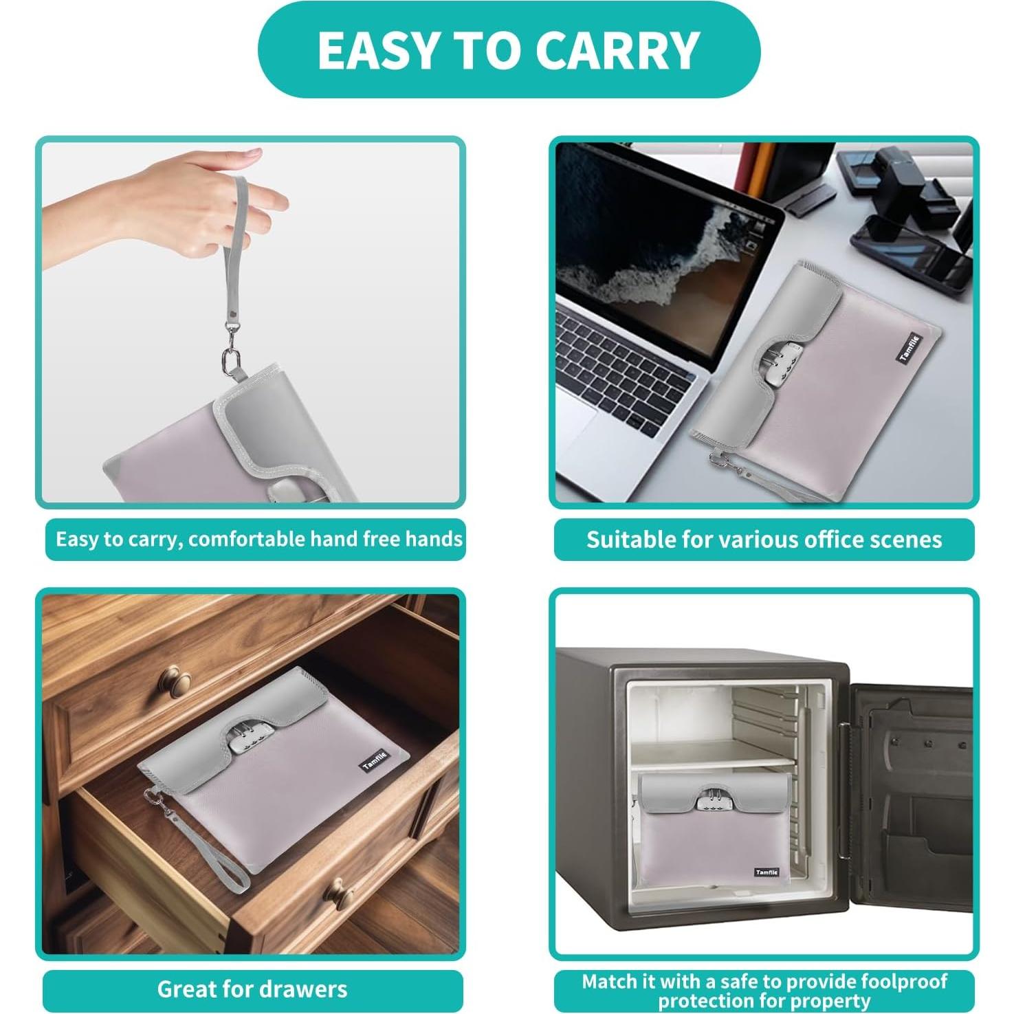 Bolsa de Dinero a Prueba de Fuego Tamfile 28x18 cm con Cerradura