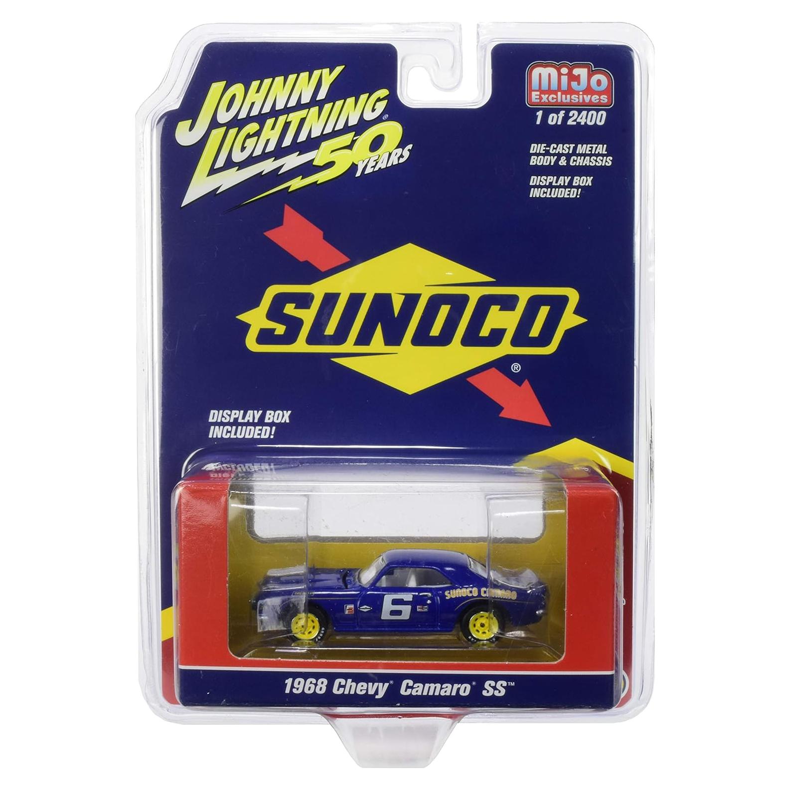 Coche Diecast 1968 Chevrolet Camaro SS #6 Sunoco Azul 1/64