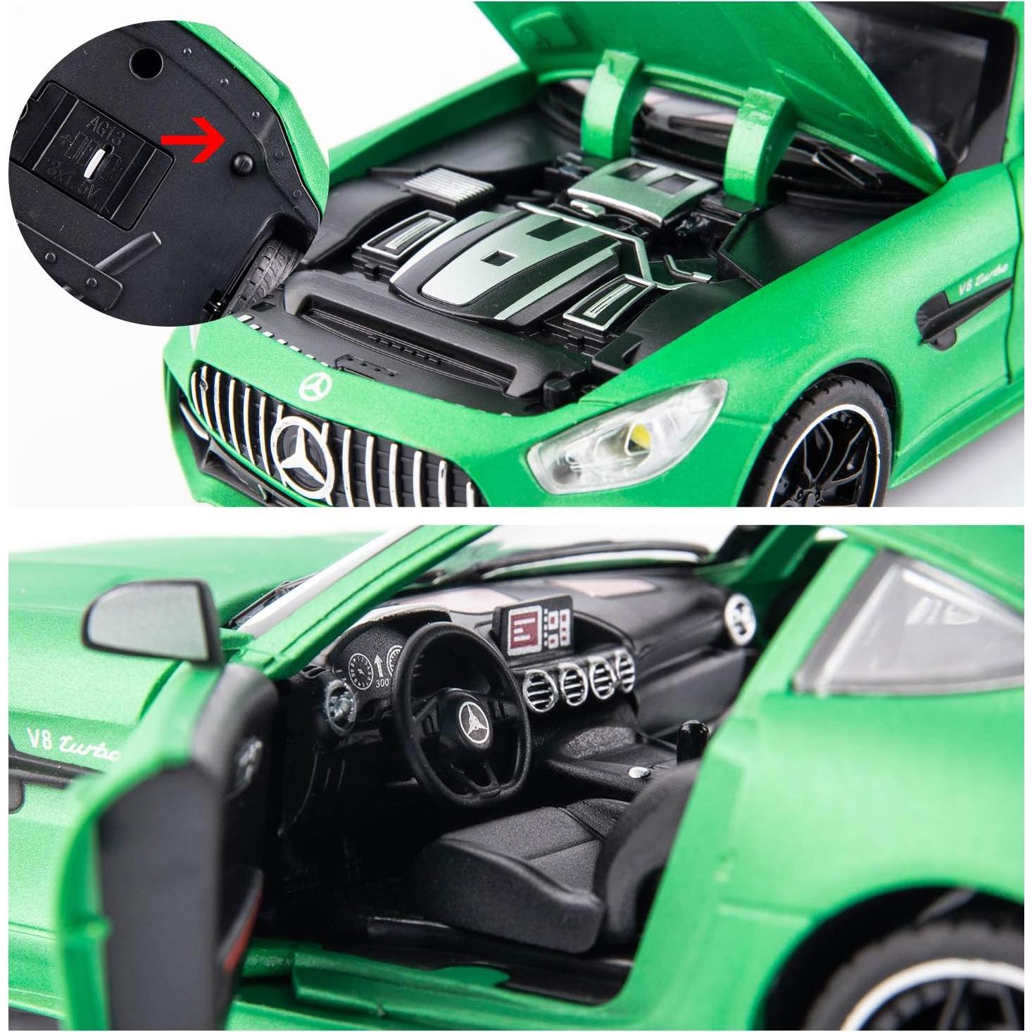 Coche Juguete a Escala 1/24 BDTCTK AMG GTR Verde con Sonido