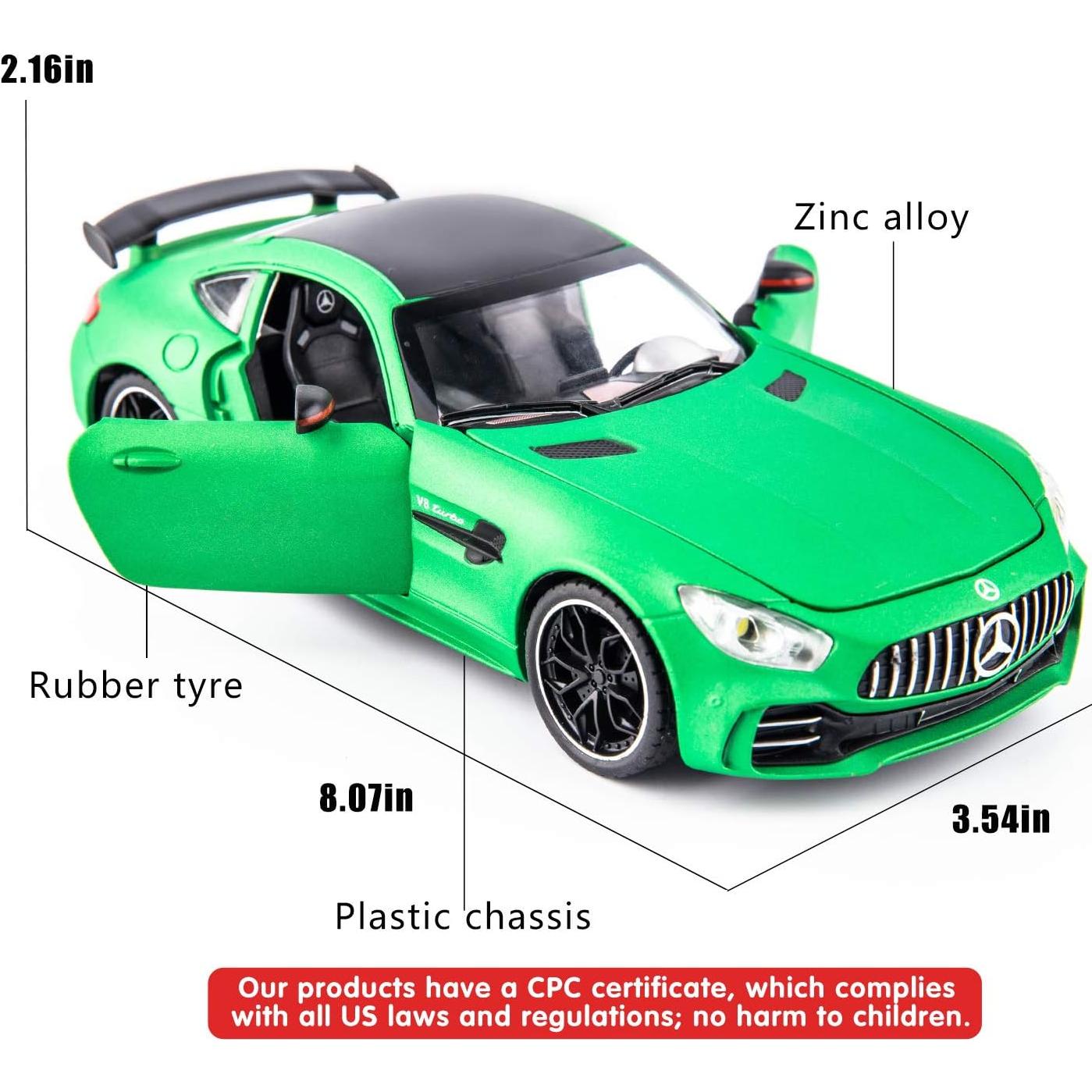 Coche Juguete a Escala 1/24 BDTCTK AMG GTR Verde con Sonido