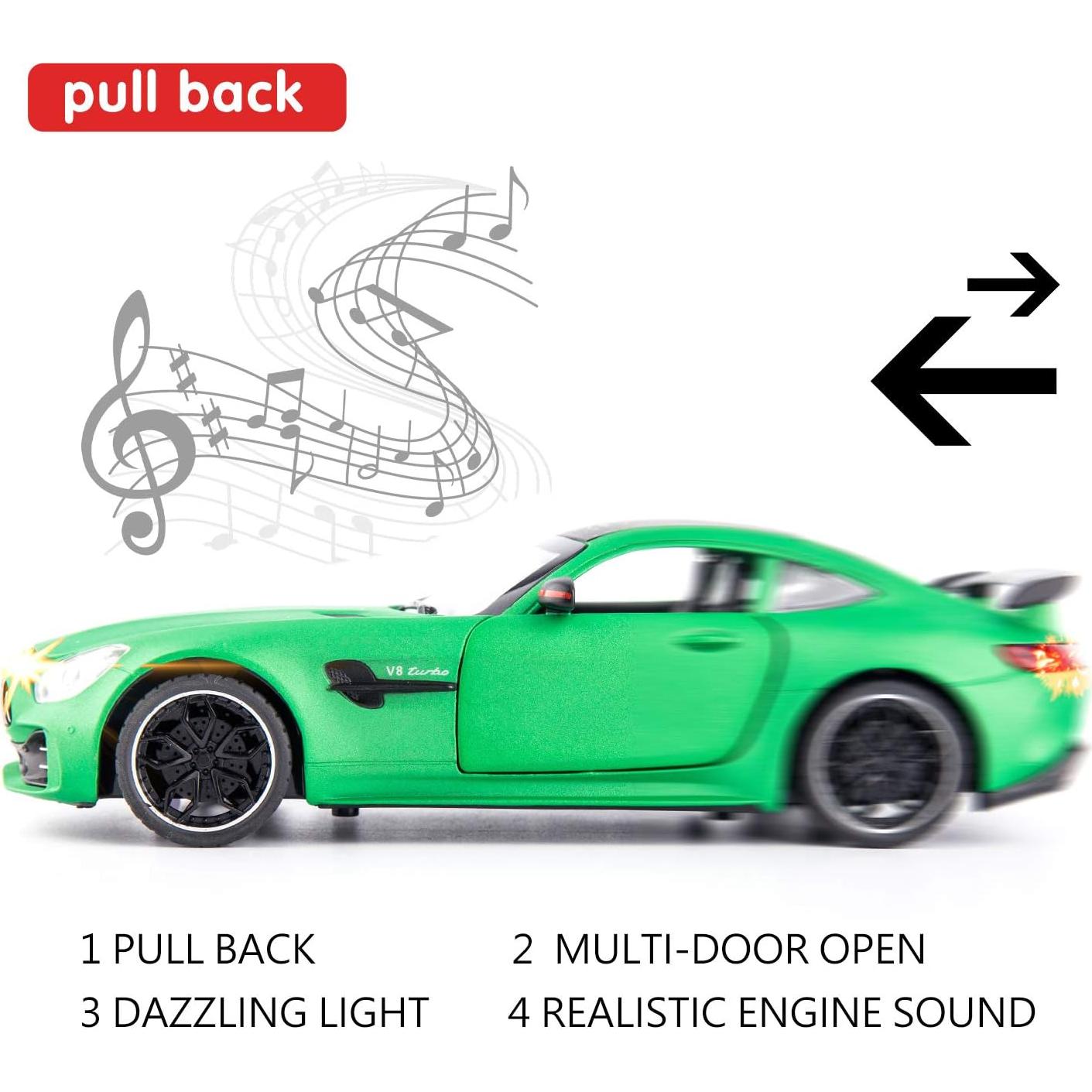 Coche Juguete a Escala 1/24 BDTCTK AMG GTR Verde con Sonido