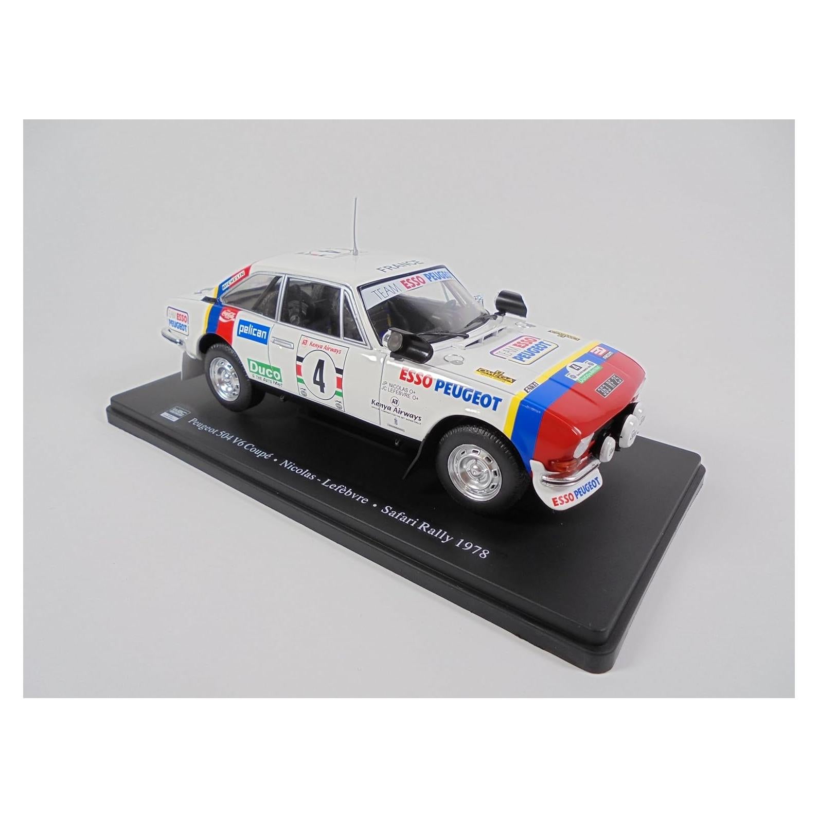 Coche a Escala 1:24 OPO 10 Peugeot 504 V6 Safari Rally 1978