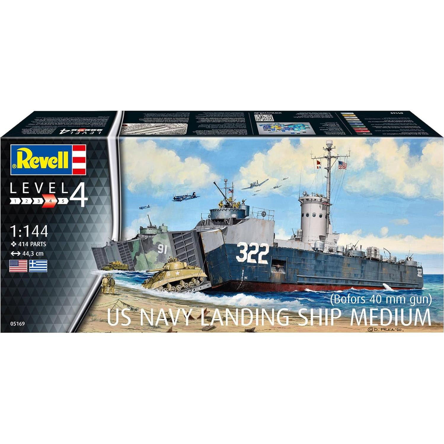 Revell Barco de Desembarco Mediano EE. UU. 1:144 414 Piezas