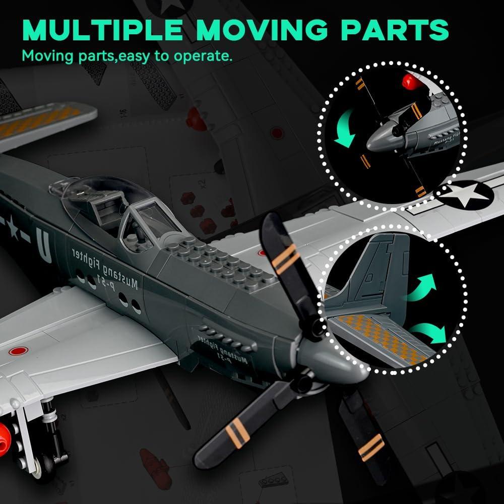 Modelo P-51 Mustang Artorbricks 258 Piezas Escala 1:26