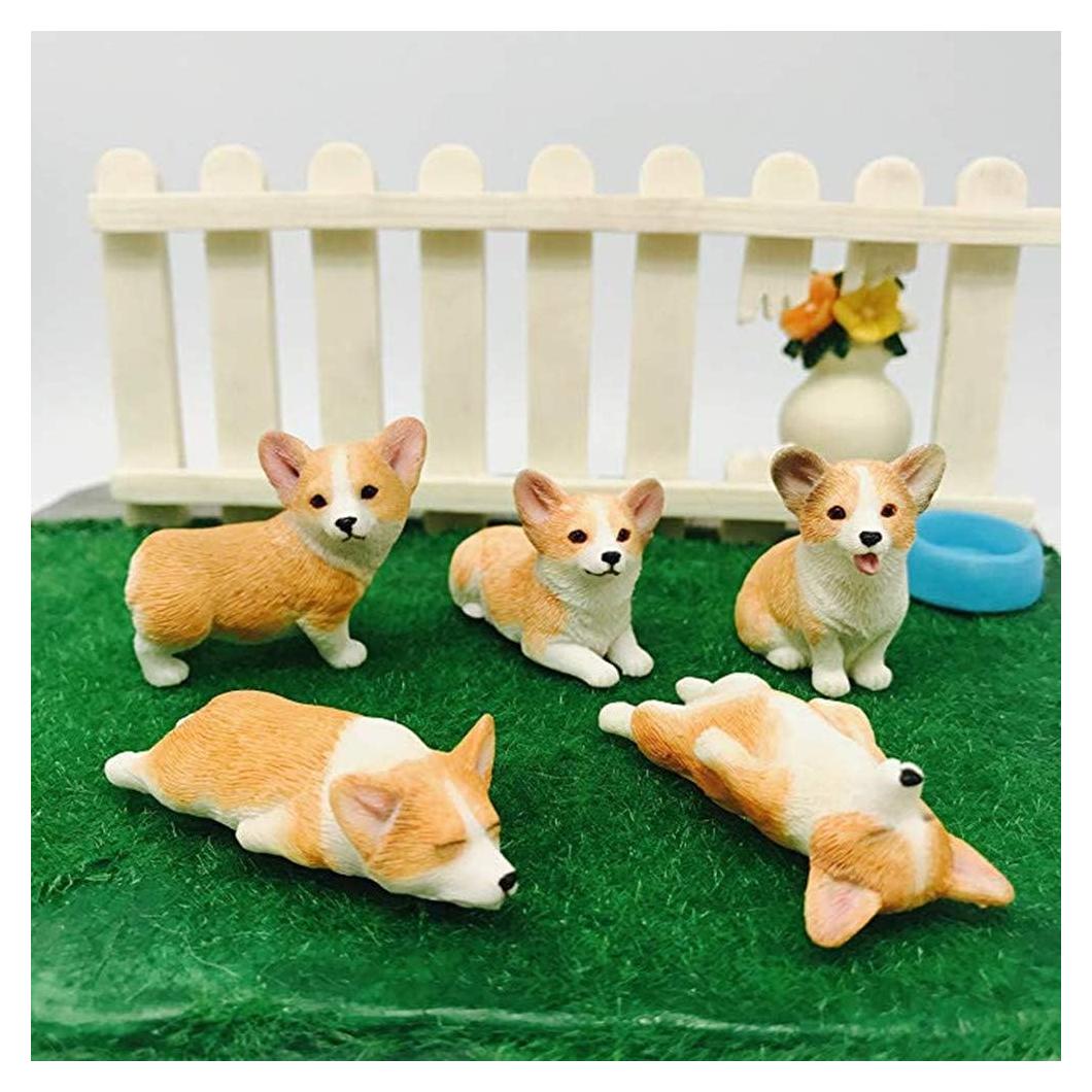 Figuras de Corgi Pintadas a Mano XinTX - 5 Piezas Adorno