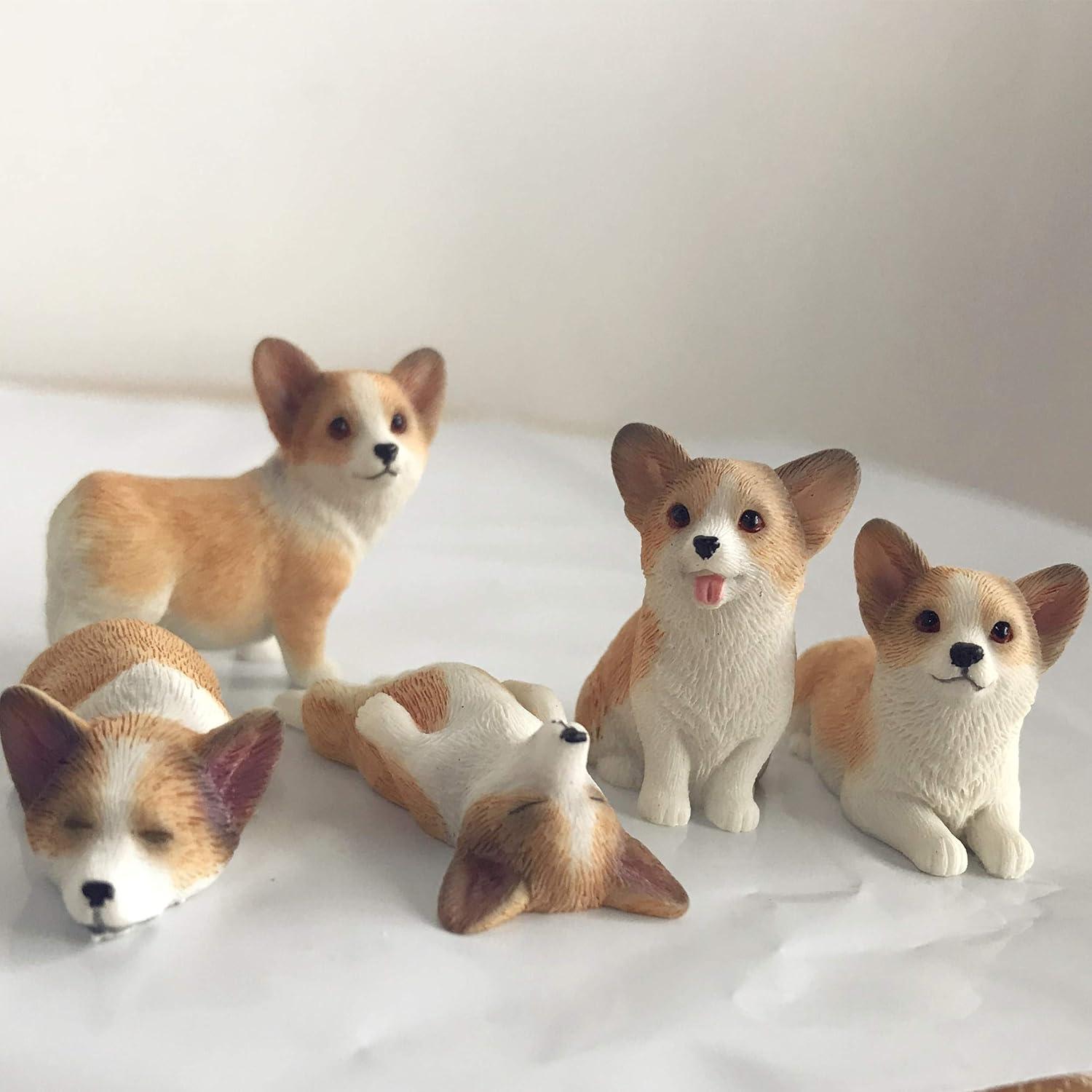 Figuras de Corgi Pintadas a Mano XinTX - 5 Piezas Adorno