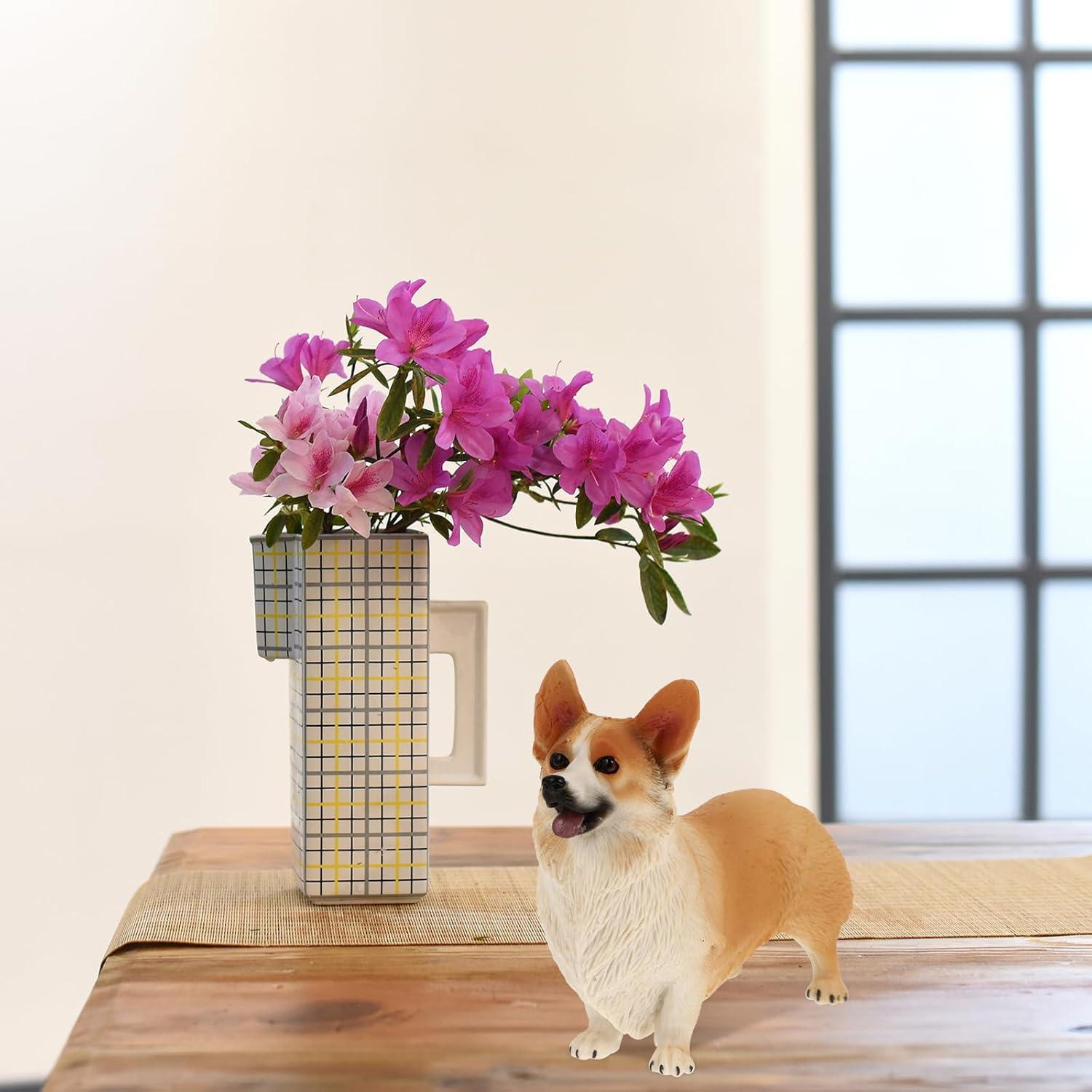 Figura de Corgi Miniatura IMIKEYA 10.5x8.5 cm Resina Decorativa