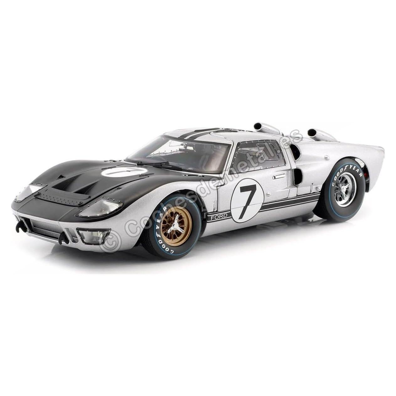 Modelo Diecast Ford GT-40 MK 2 Plata #7 1966 Shelby 1:18