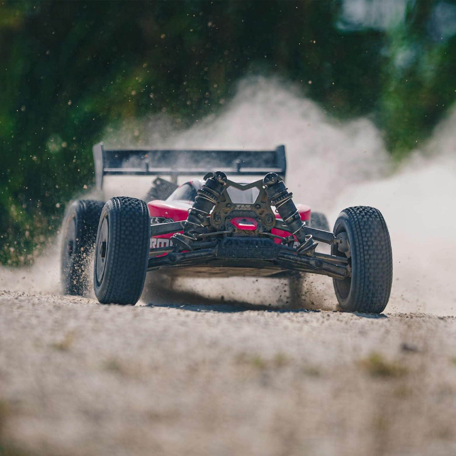 Coche RC ARRMA TLR Tuned Typhon 4WD 1/8 Buggy Rosa/Púrpura