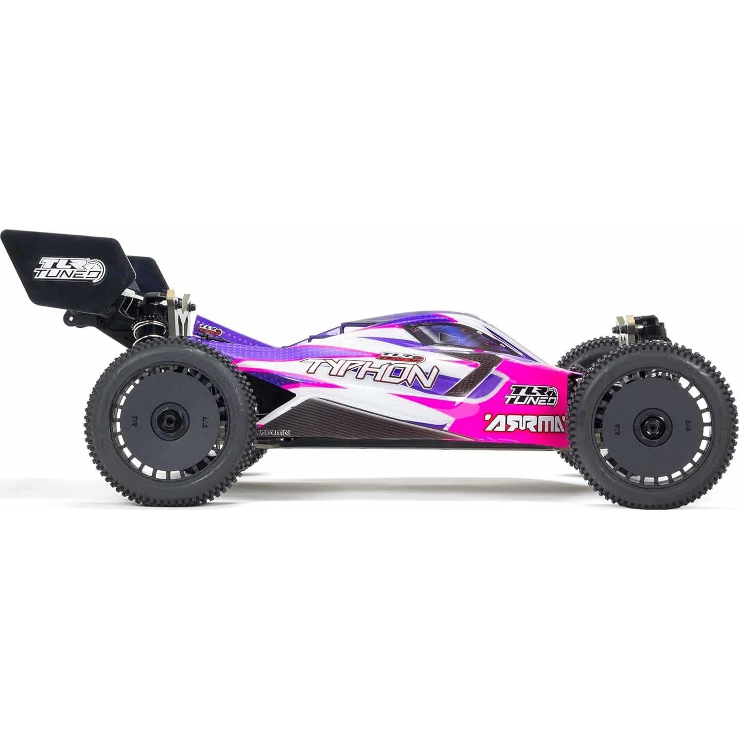 Coche RC ARRMA TLR Tuned Typhon 4WD 1/8 Buggy Rosa/Púrpura