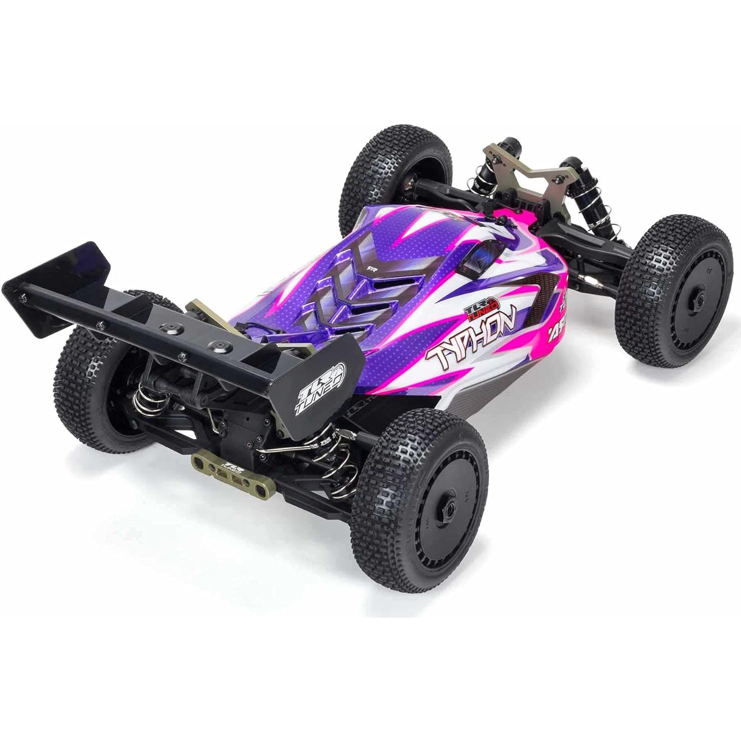 Coche RC ARRMA TLR Tuned Typhon 4WD 1/8 Buggy Rosa/Púrpura