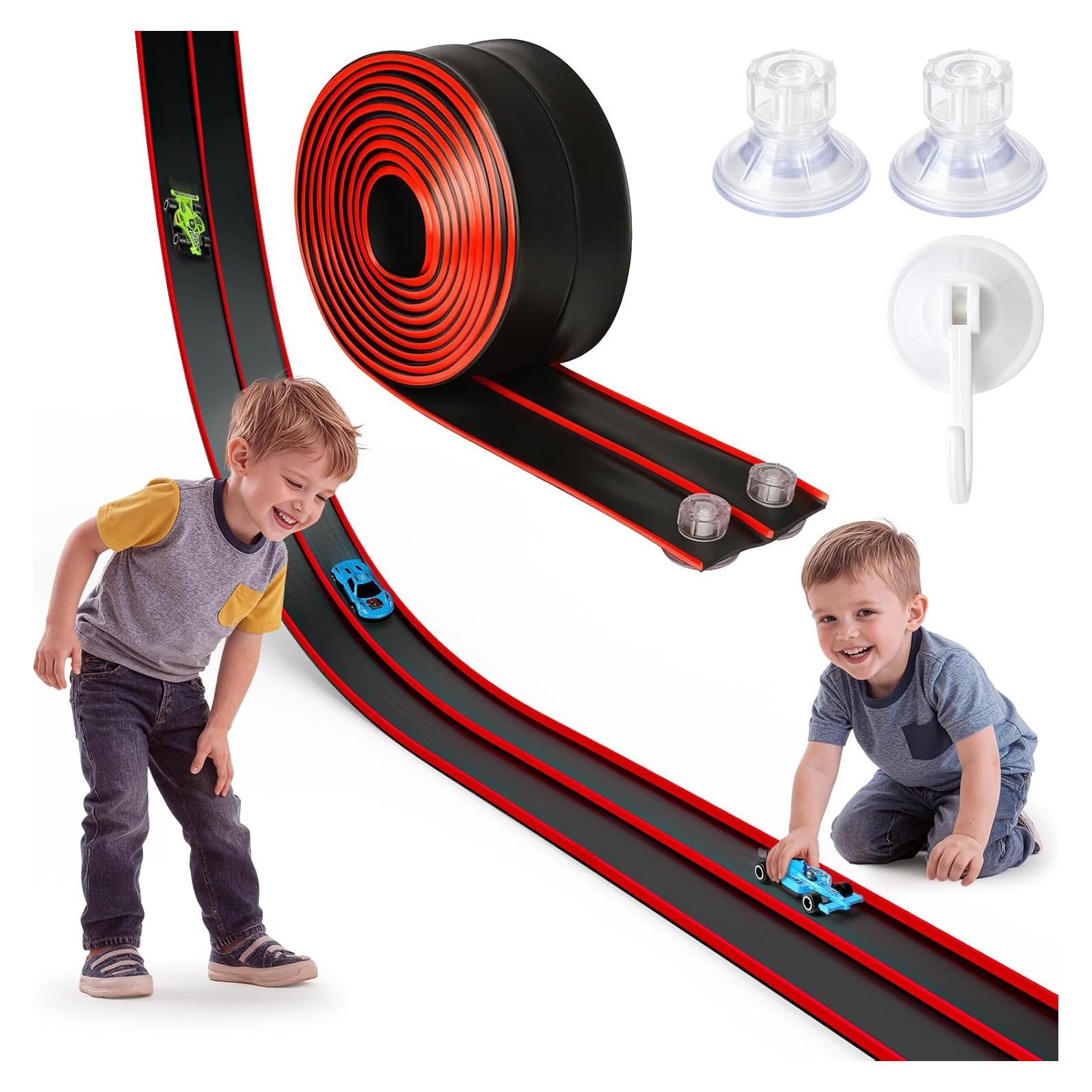 Pista Flexible de 4.57 Metros Joyfresh con Ventosas - Compatible Hot Wheels