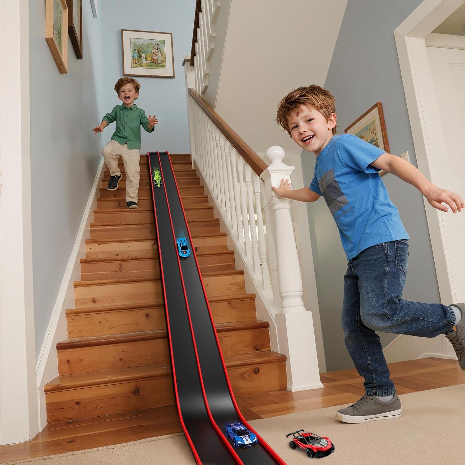 Pista Flexible de 4.57 Metros Joyfresh con Ventosas - Compatible Hot Wheels