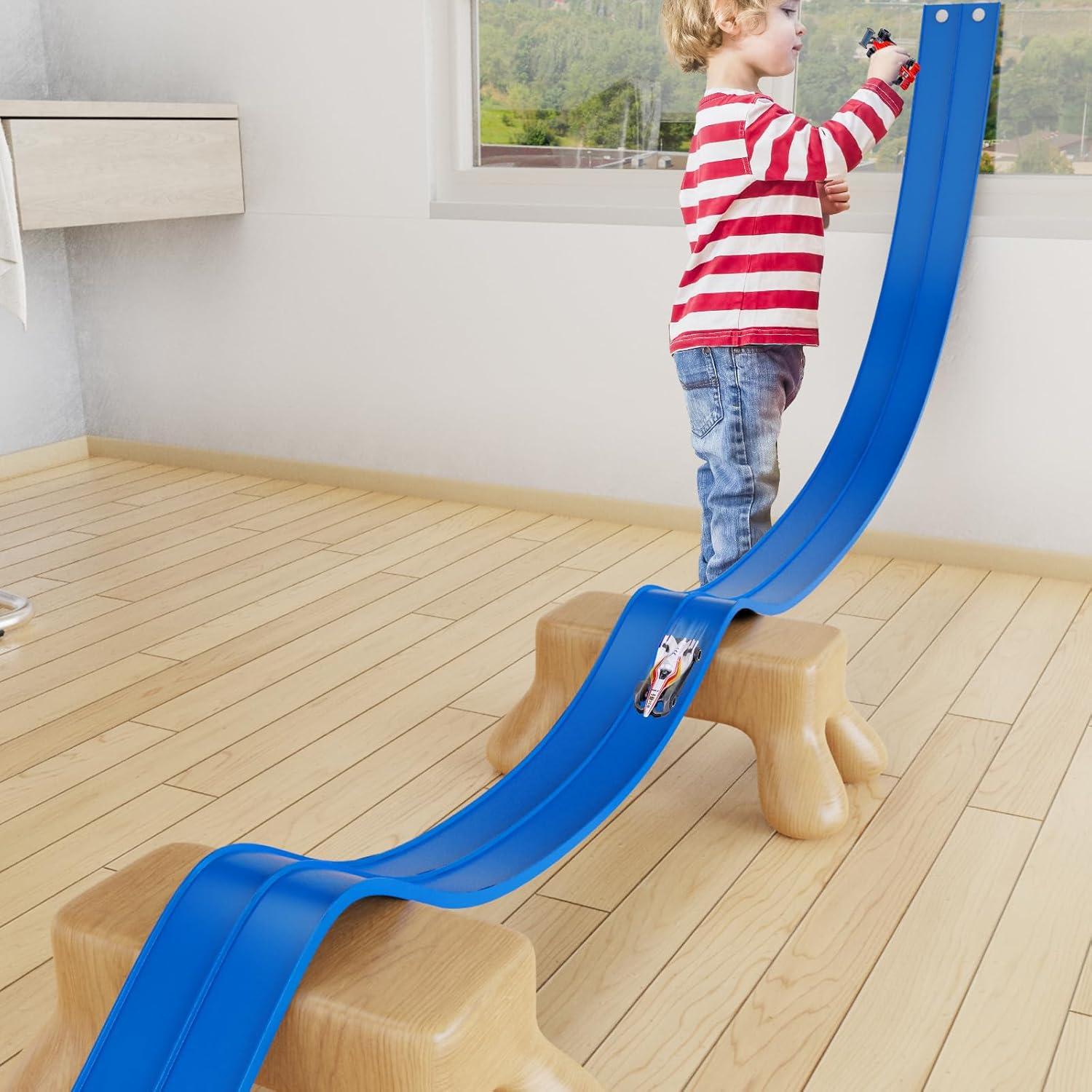 Pista de Carreras Flexible Kikikid 4 Coches 15 Pies Azul
