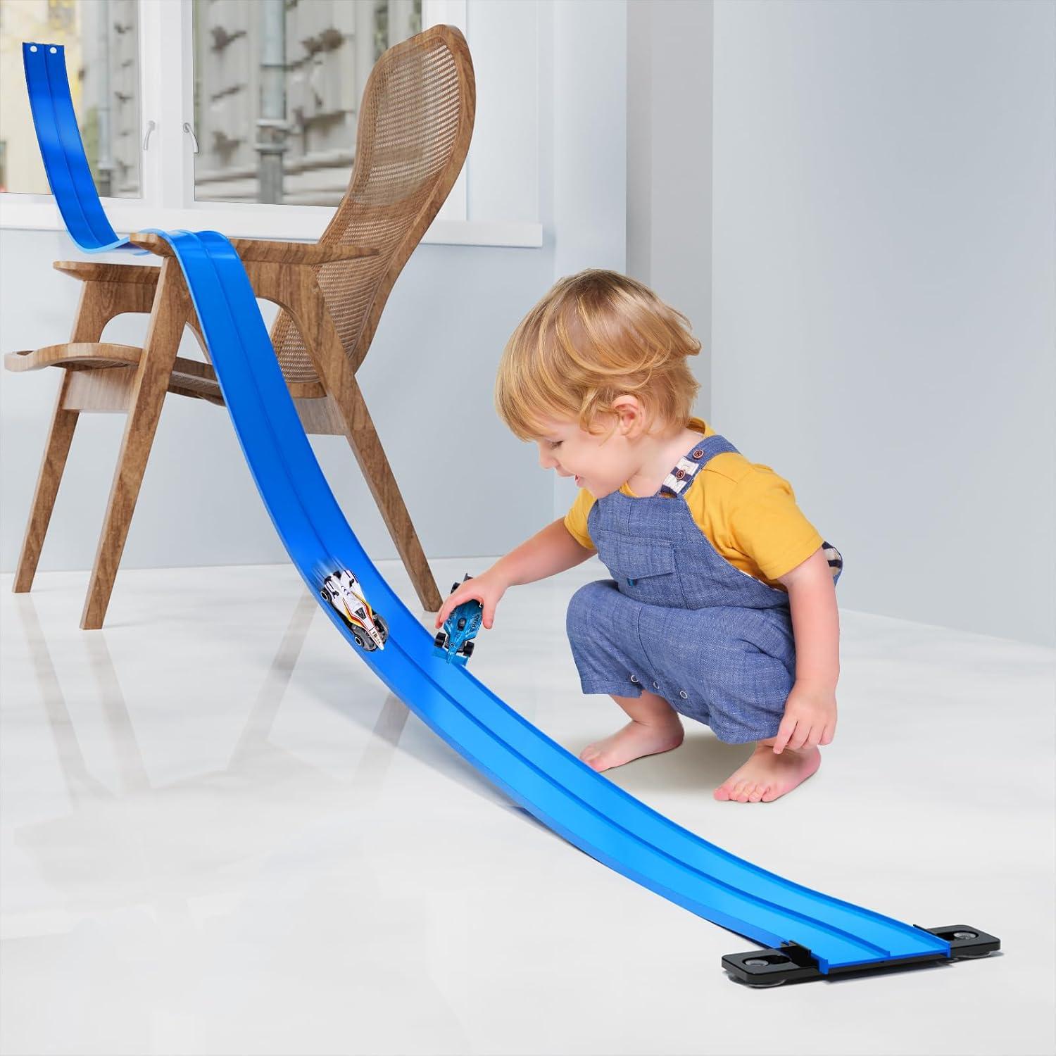 Pista de Carreras Flexible Kikikid 4 Coches 15 Pies Azul