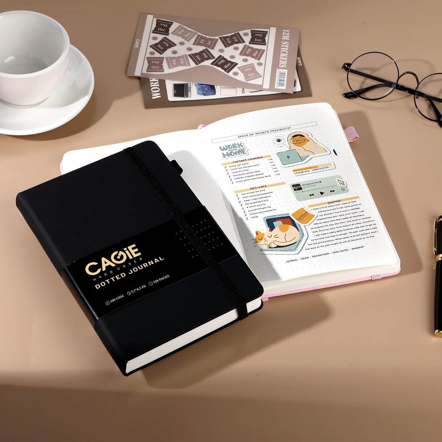 Cuaderno de Puntos A5 CAGIE 320 Páginas 100 GSM Tapa Dura Negro