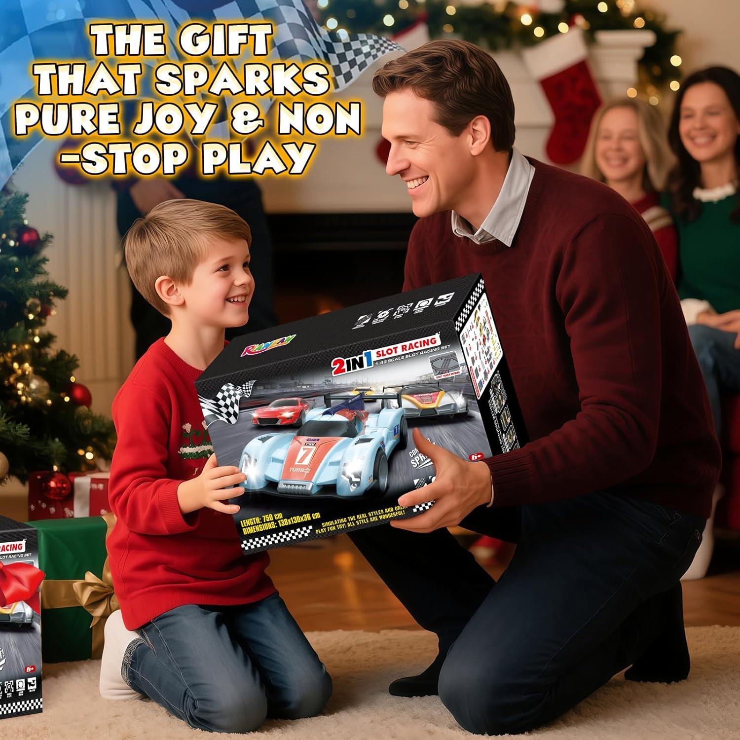 Pista de Carreras de Coches Slot RIANEAN 7.5m con 4 Coches