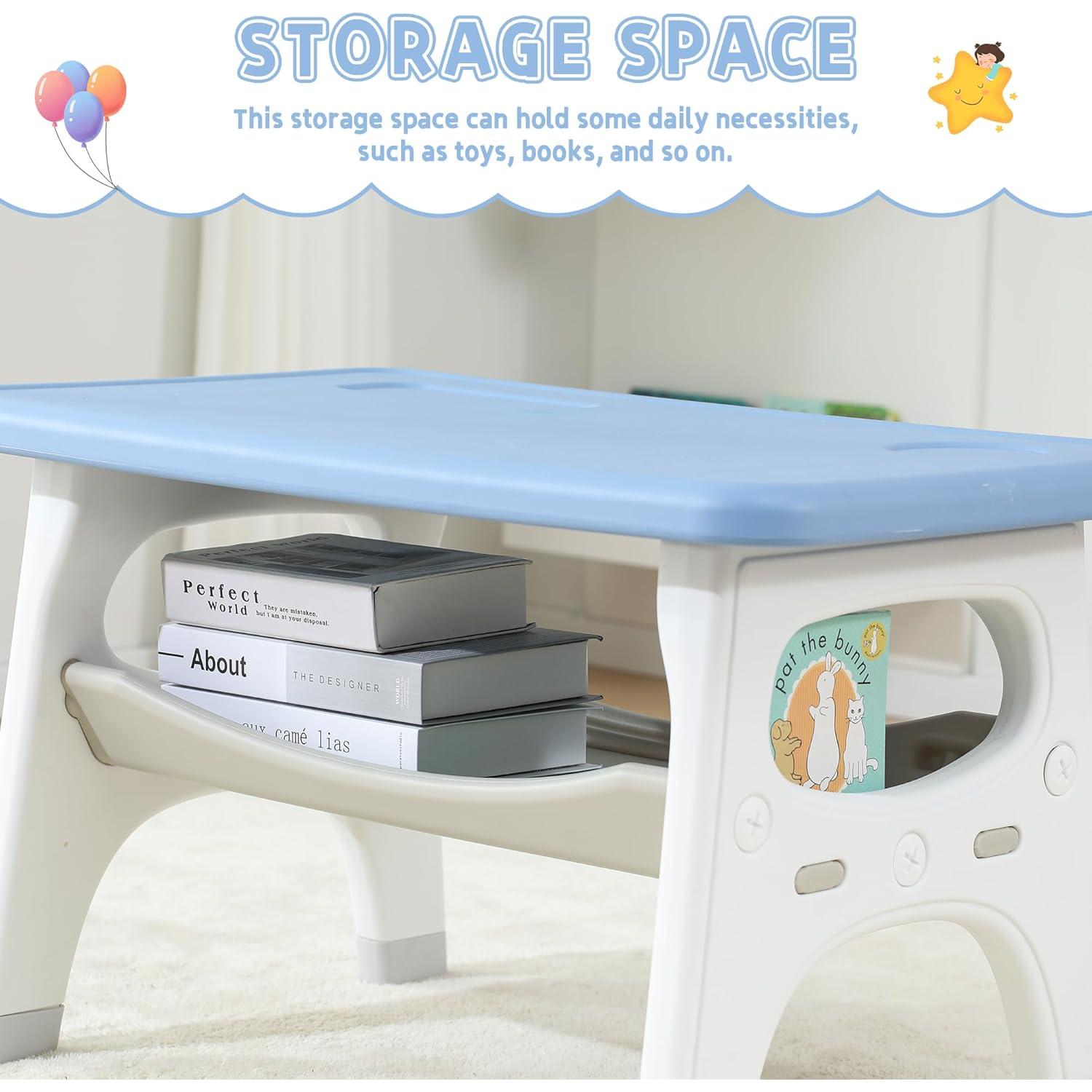 Conjunto Mesa y Sillas para Niños Azul con Almacenamiento