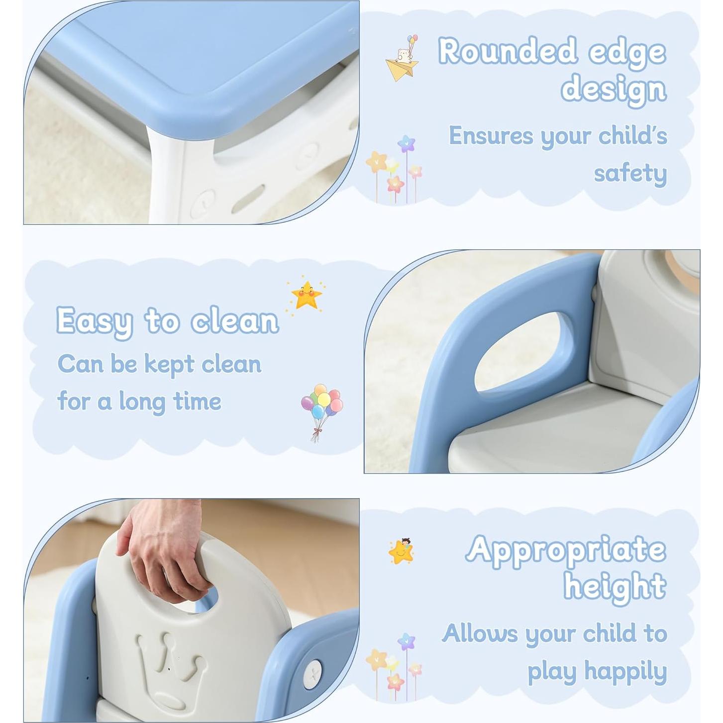 Conjunto Mesa y Sillas para Niños Azul con Almacenamiento