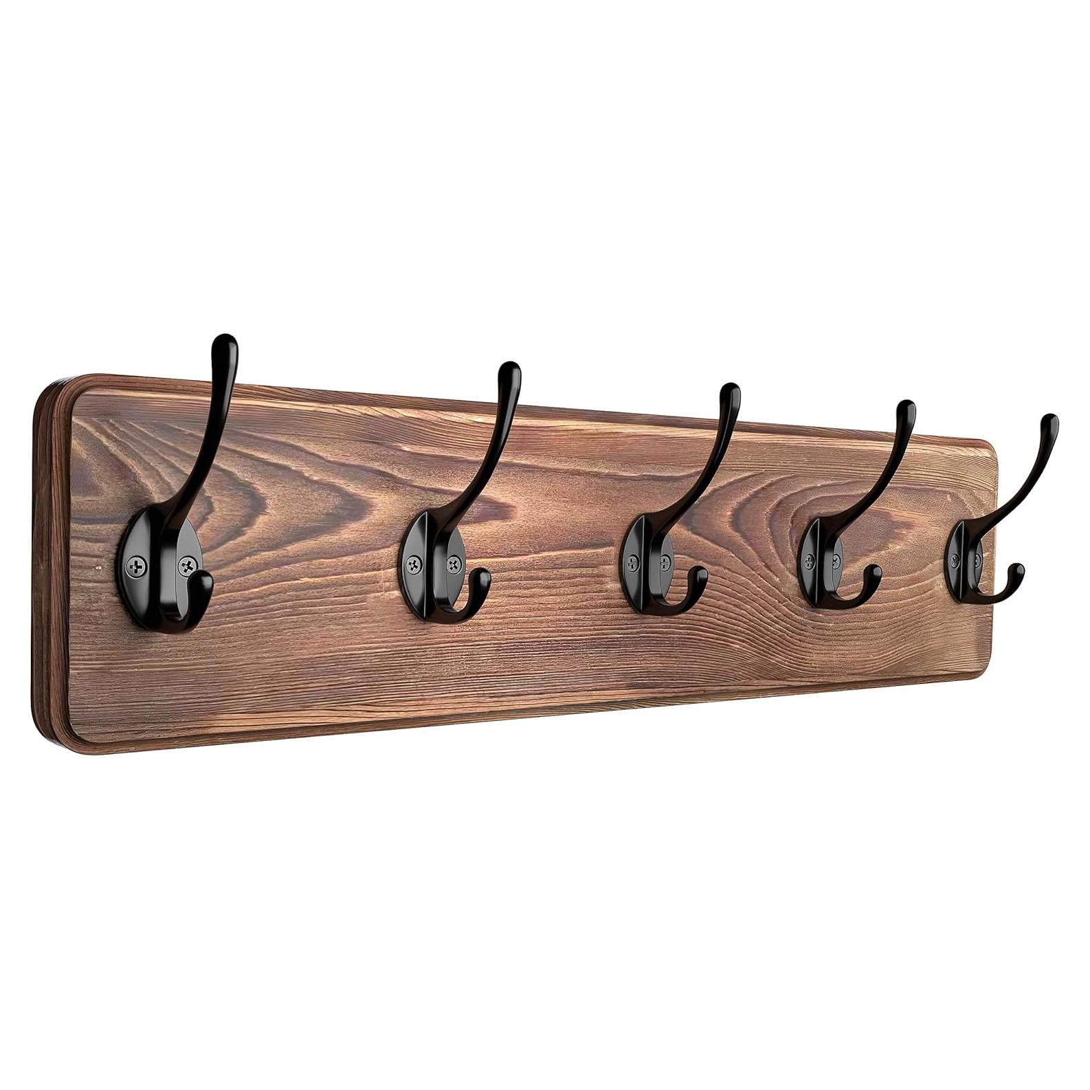 Perchero de Pared Rústico SAYONEYES 43 cm 5 Ganchos Madera