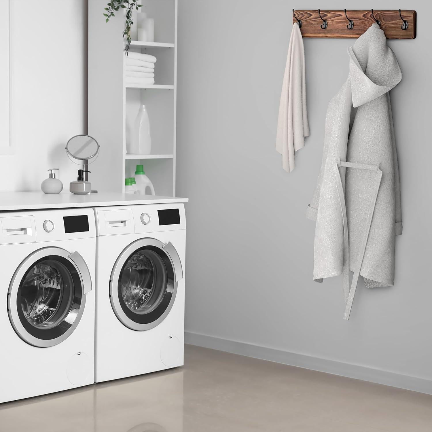 Perchero de Pared Rústico SAYONEYES 43 cm 5 Ganchos Madera