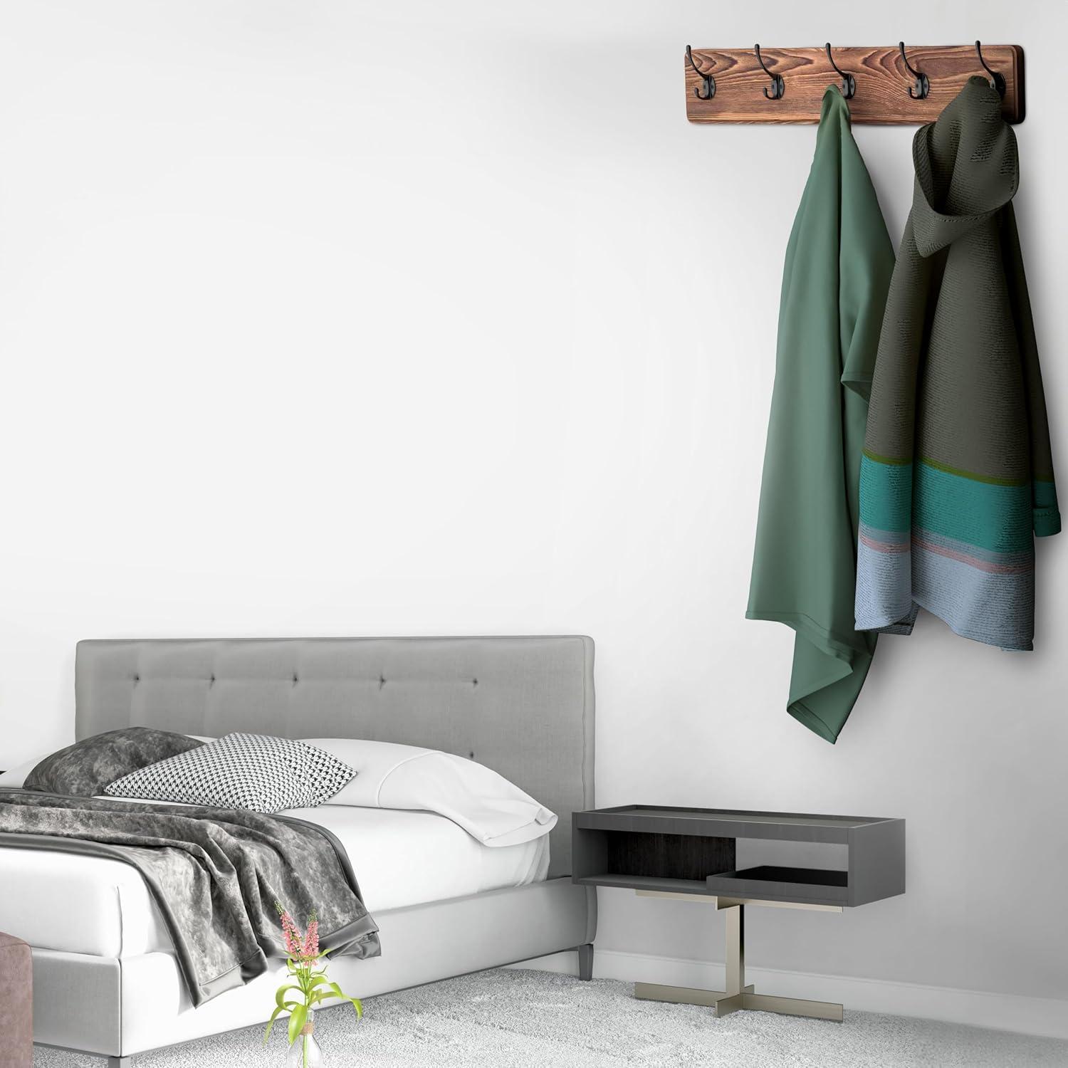 Perchero de Pared Rústico SAYONEYES 43 cm 5 Ganchos Madera