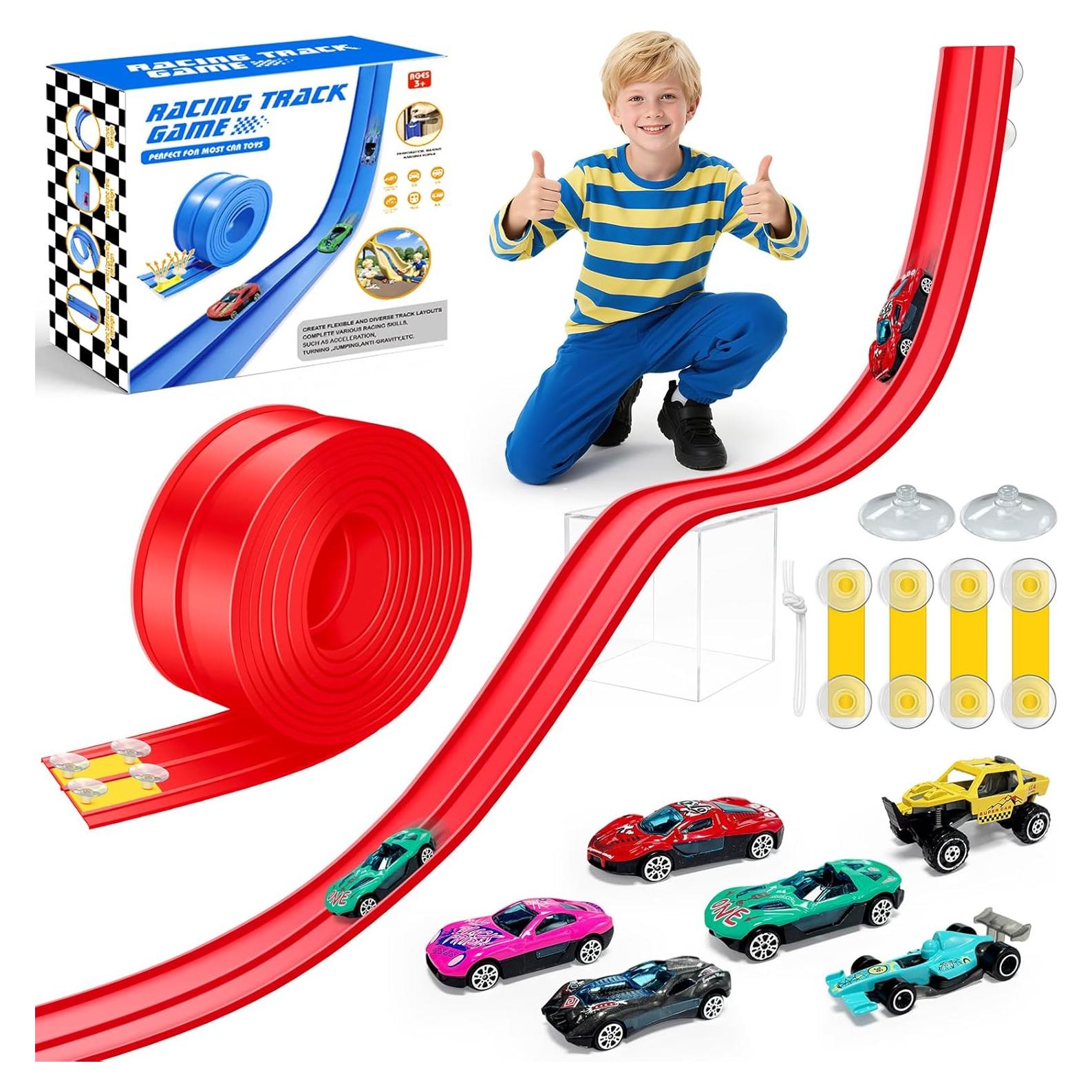 Pista de Carreras Flexible 4.5m EFCRBS con Ventosas y Autos